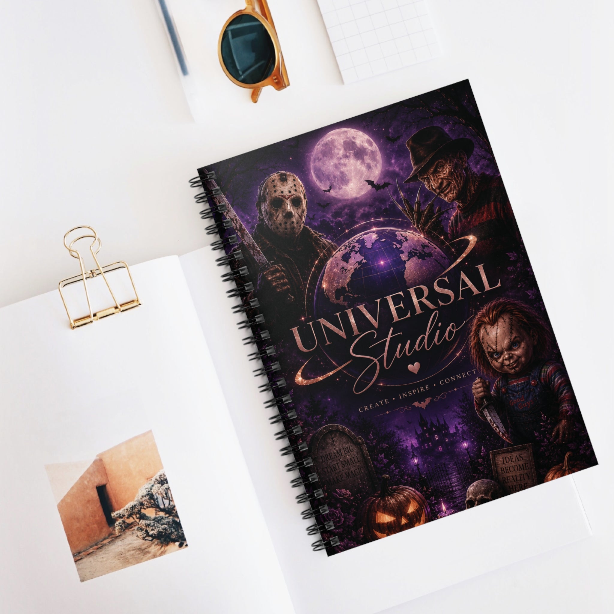Horror Movie Villains Spiral Notebook — Universal Studio Halloween Ruled Journal