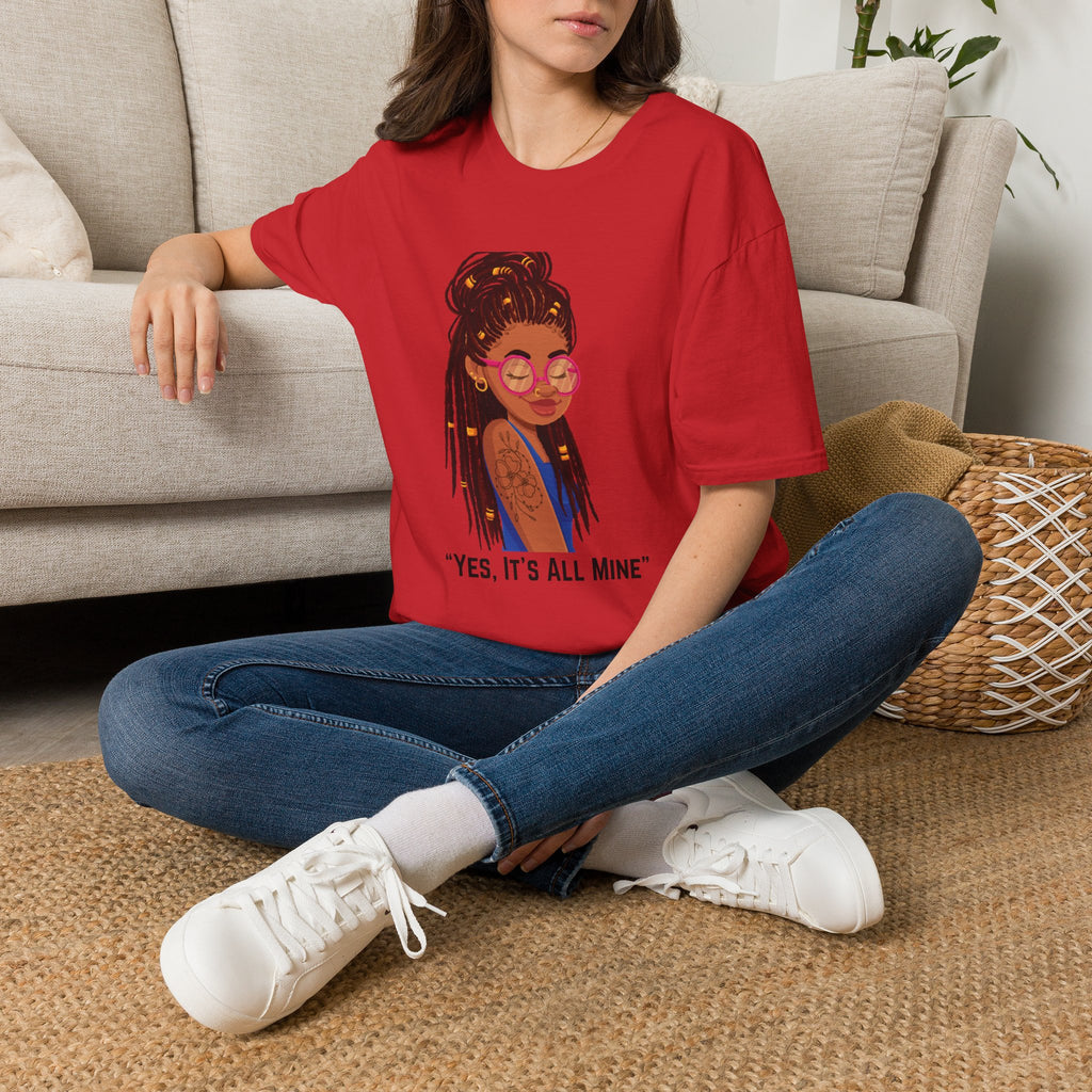 Graphic Tee — Afro Girl Illustration with "Yes, It’s All Mine"