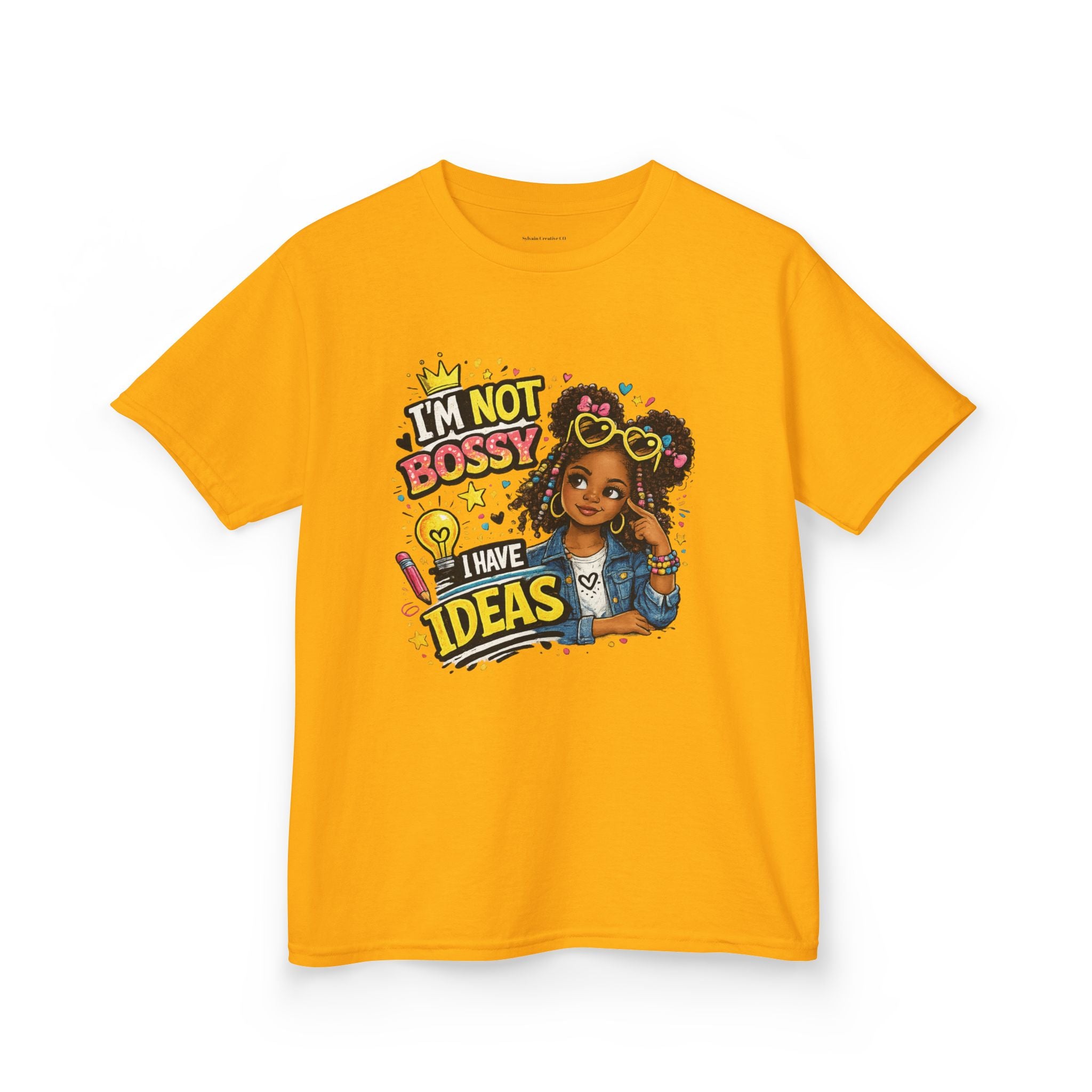 Kids Tee — “I’m Not Bossy I Have Ideas” Cute Confident Girl Graphic Shirt