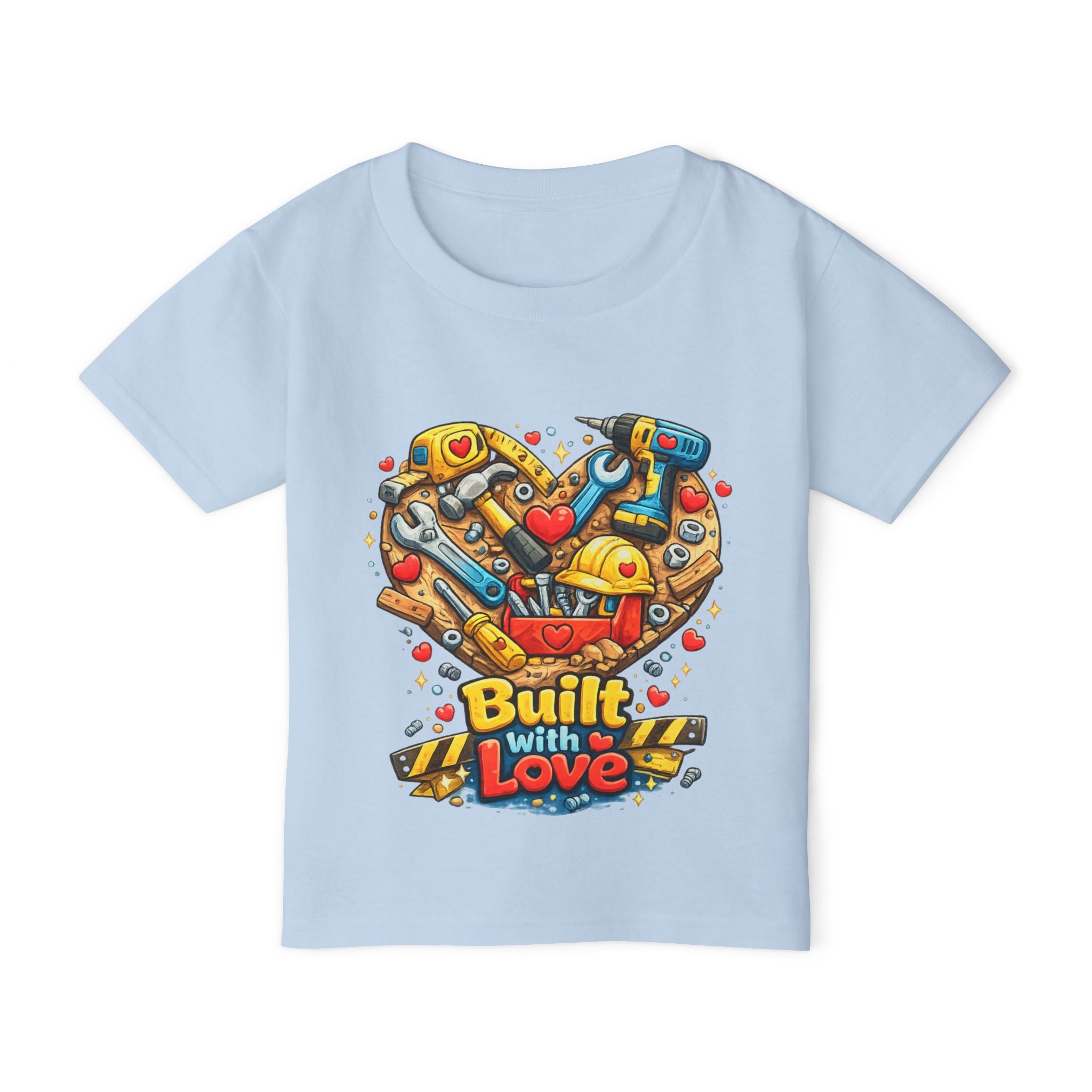 Toddler T-Shirt — "Built With Love" Construction Heart Graphic