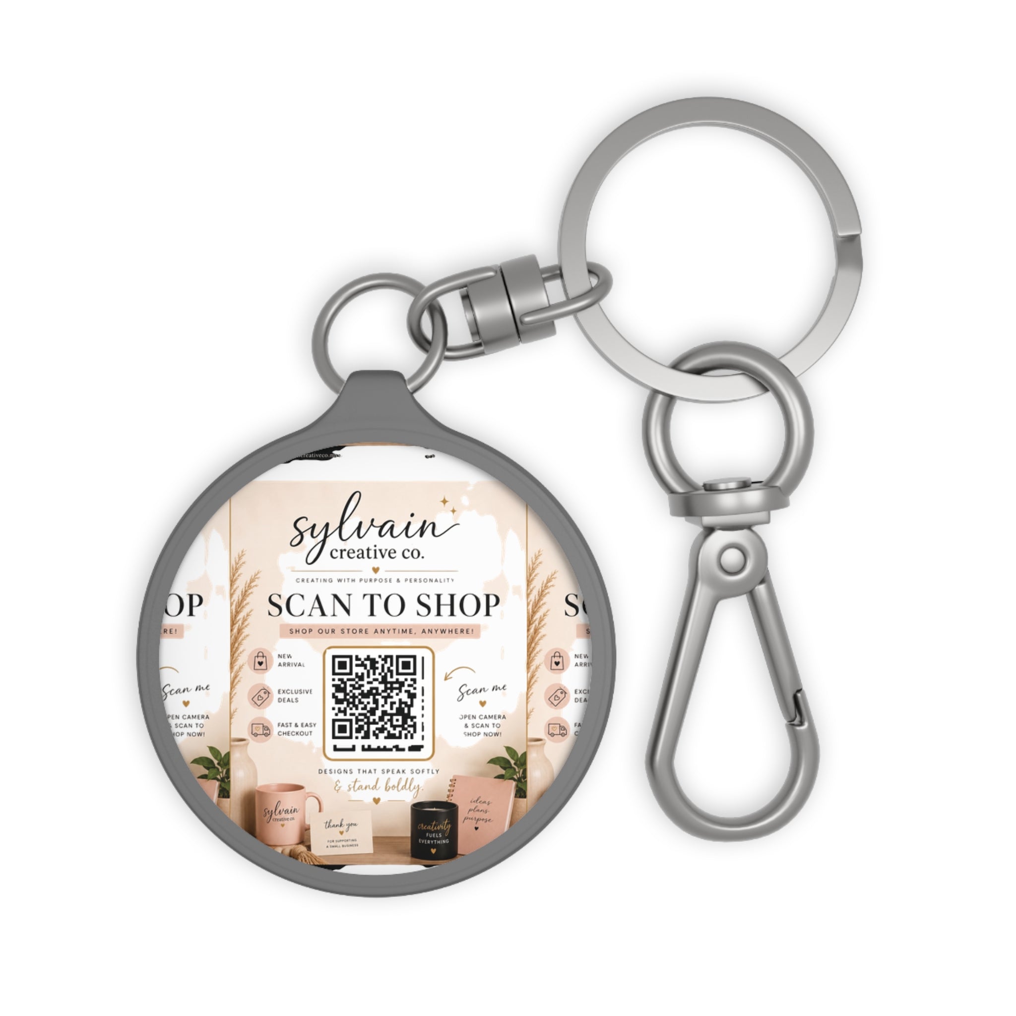 Round QR Code Keyring Tag — Custom Scan-to-Shop Promotional Keychain