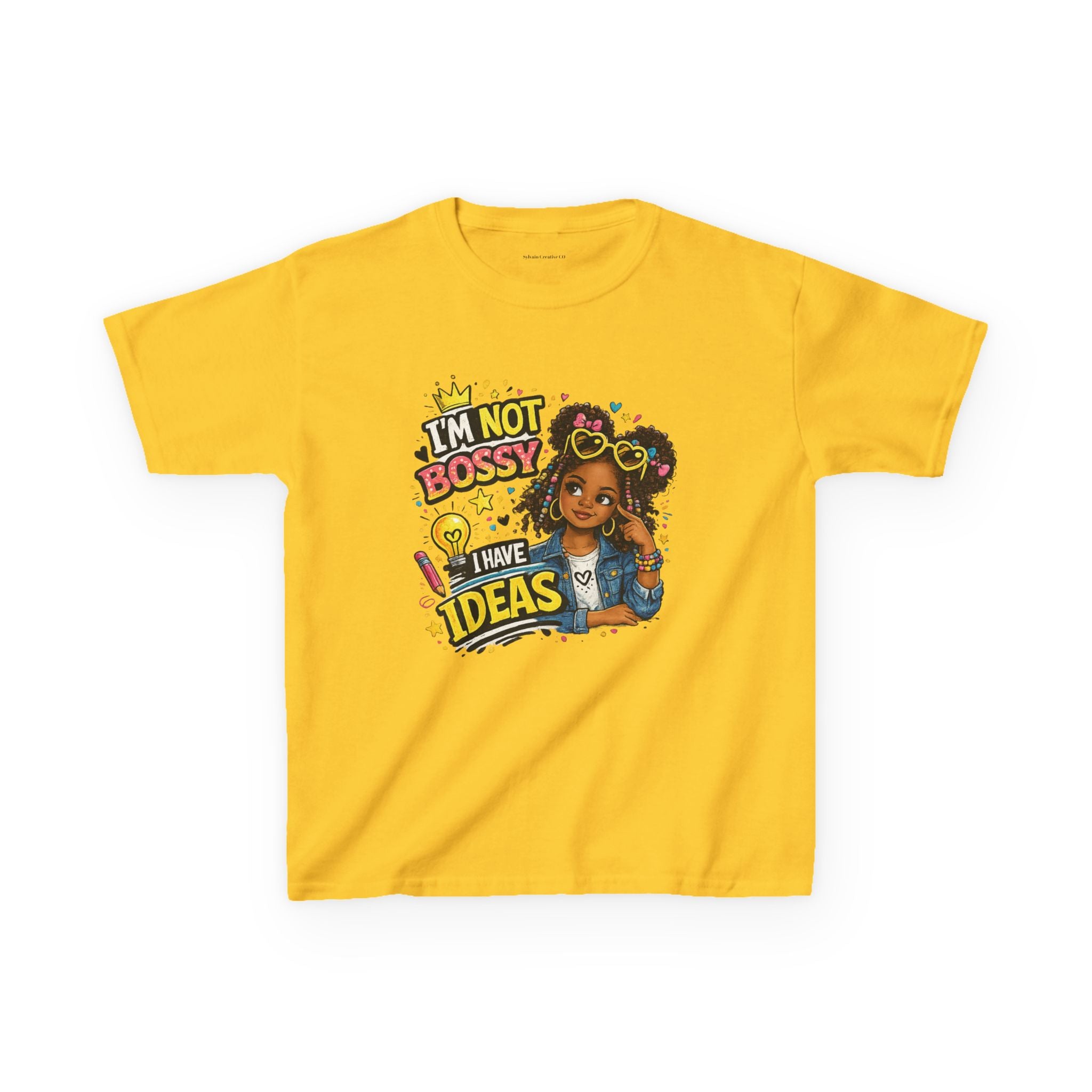 Kids Tee — “I’m Not Bossy I Have Ideas” Cute Confident Girl Graphic Shirt
