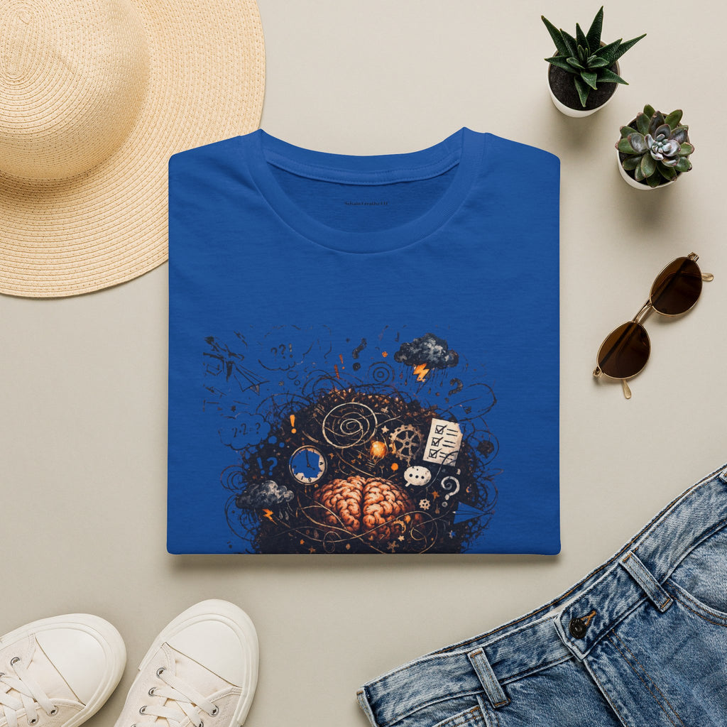 T-Shirt — 'Mindstorm' Graphic Tee Featuring Thoughtful Woman & Brain Doodle Art