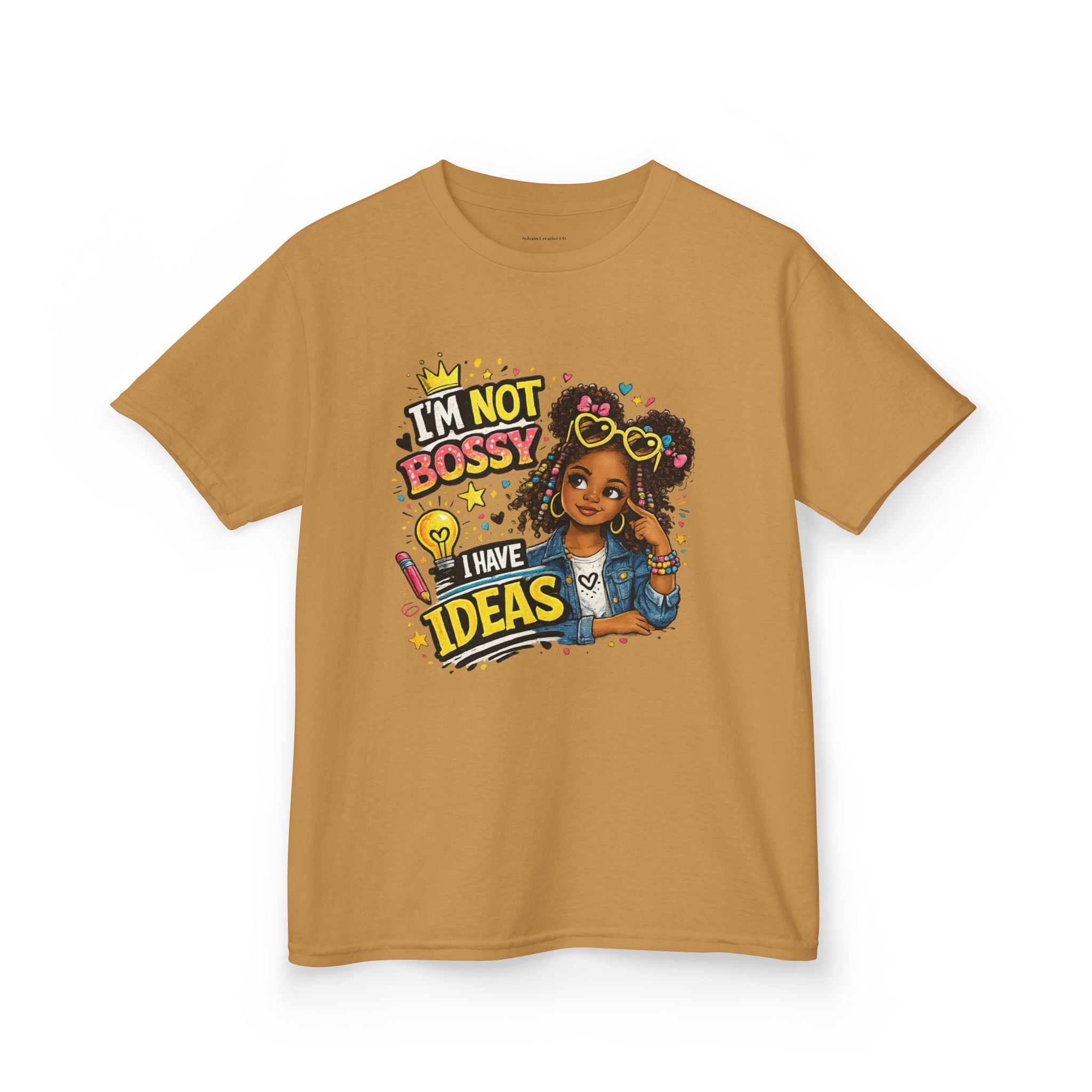 Kids Tee — “I’m Not Bossy I Have Ideas” Cute Confident Girl Graphic Shirt