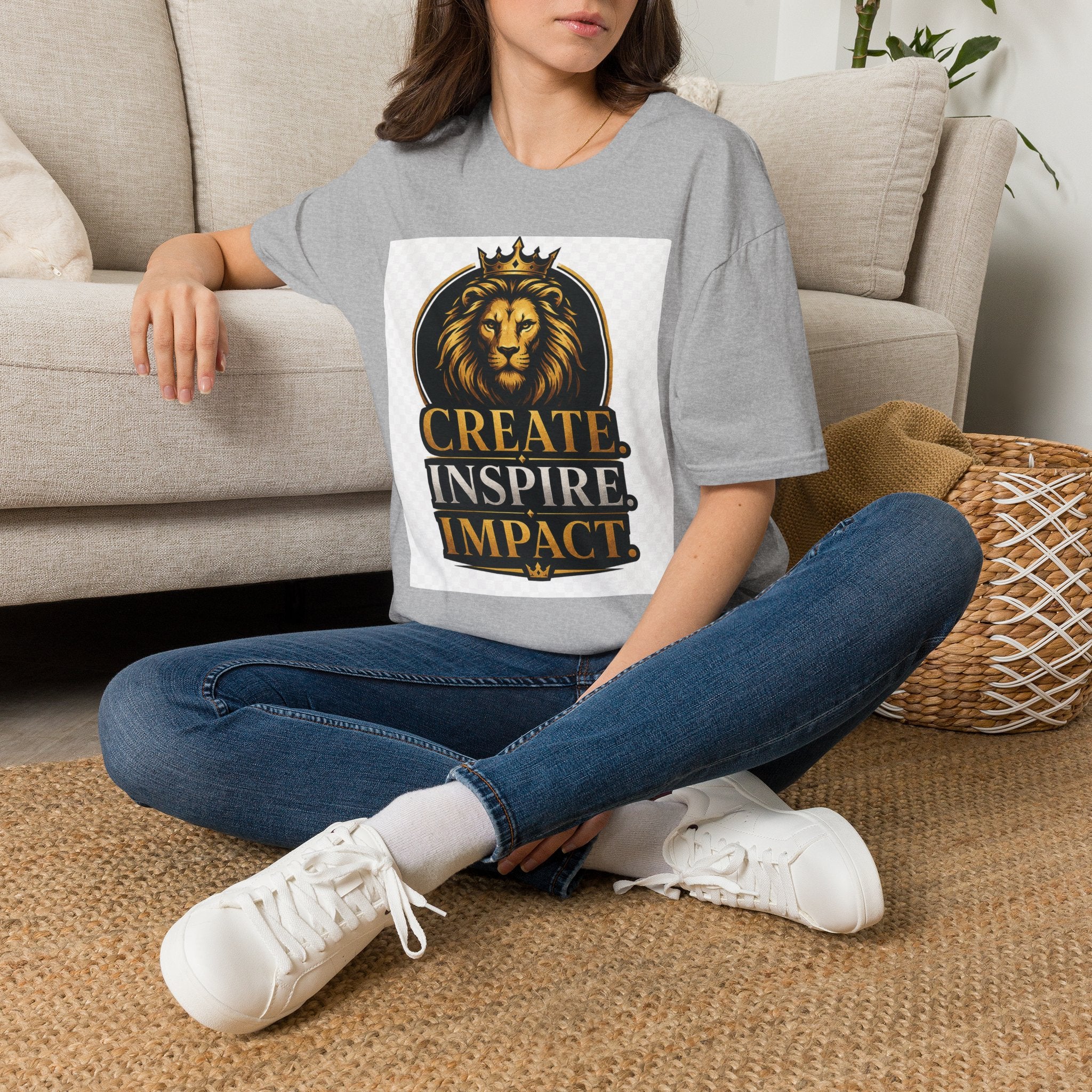 Create Inspire Impact Lion T-Shirt — Motivational Graphic Tee