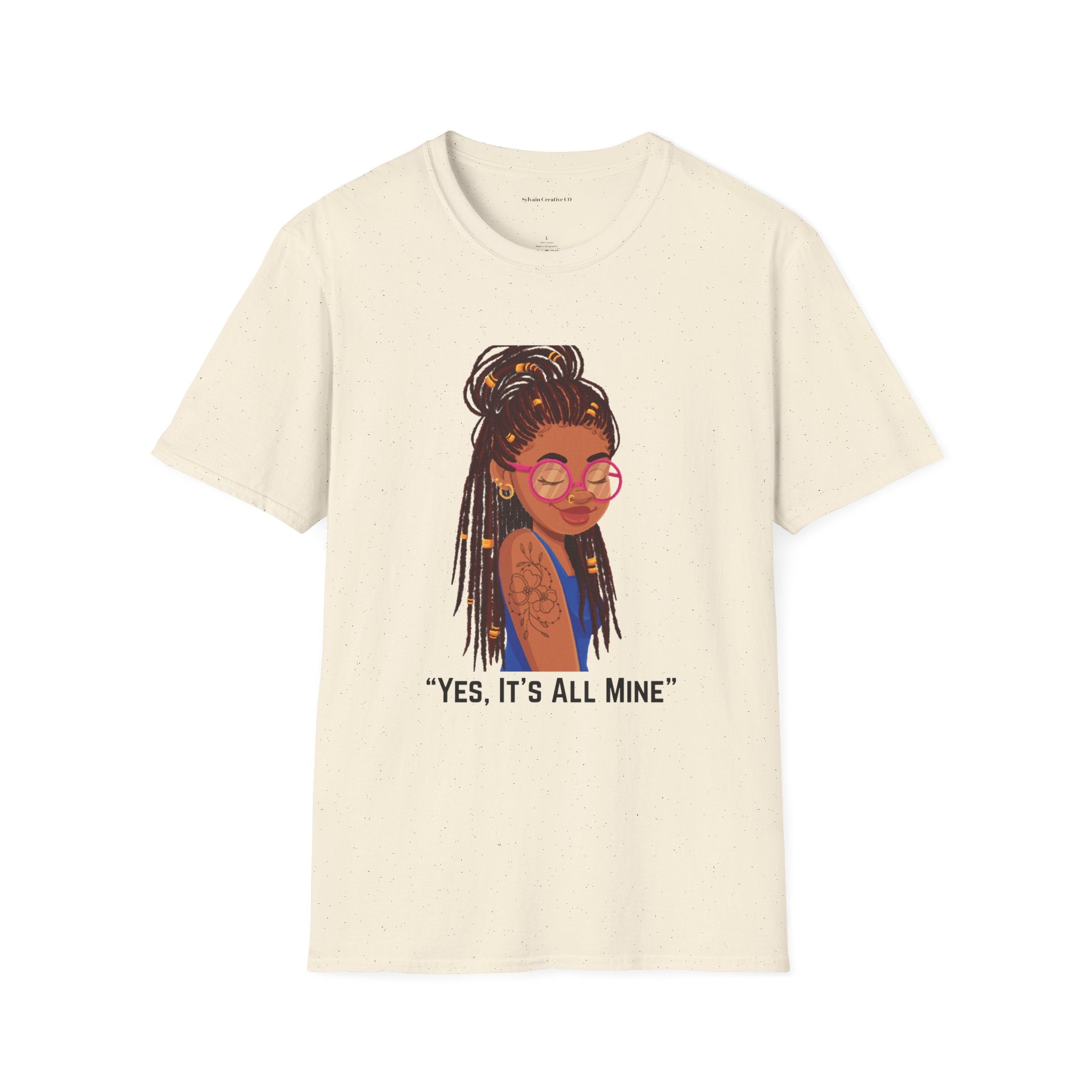 Graphic Tee — Afro Girl Illustration with "Yes, It’s All Mine"