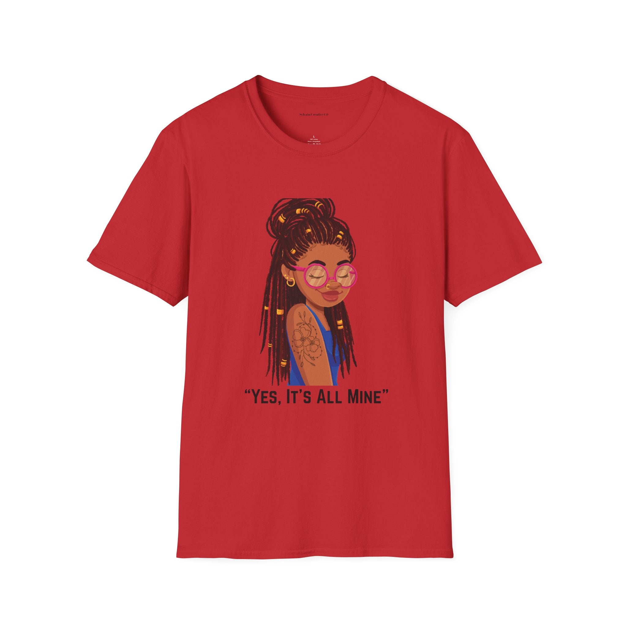 Graphic Tee — Afro Girl Illustration with "Yes, It’s All Mine"