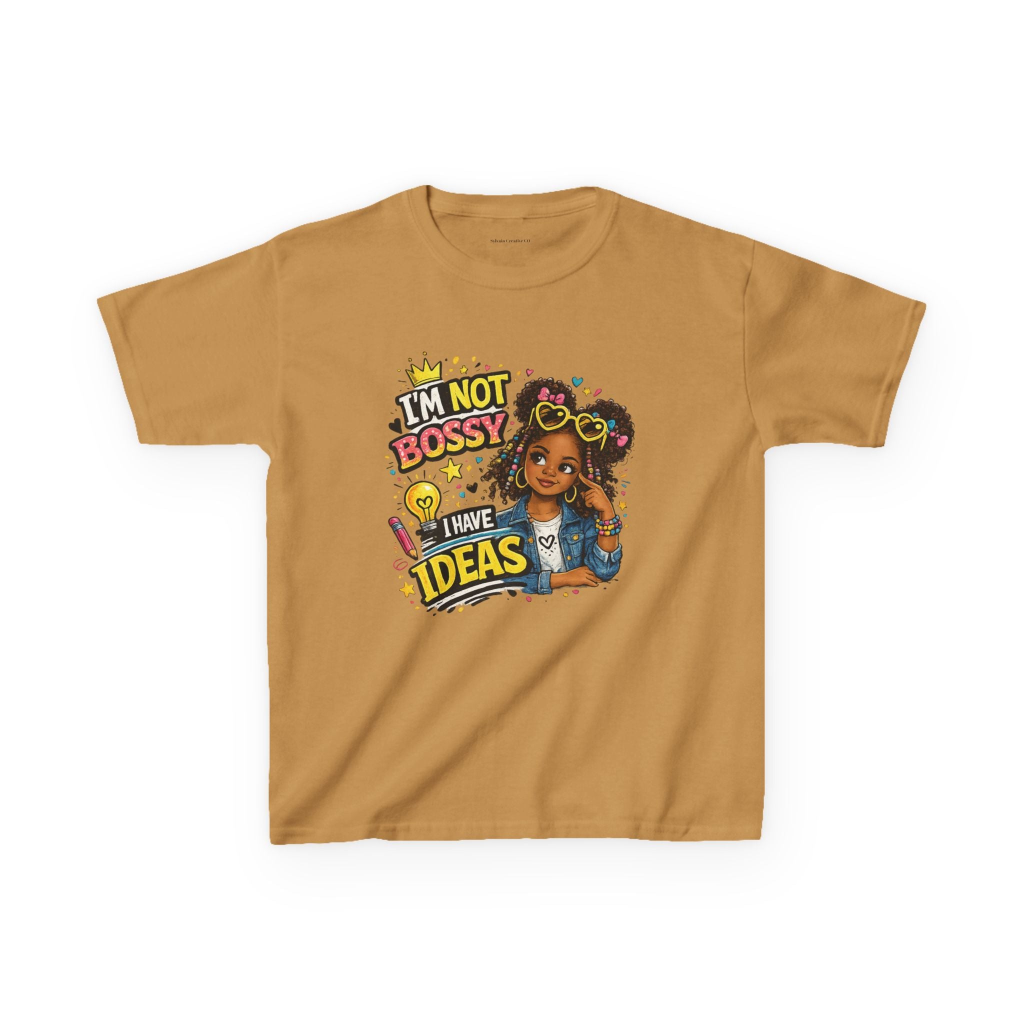 Kids Tee — “I’m Not Bossy I Have Ideas” Cute Confident Girl Graphic Shirt
