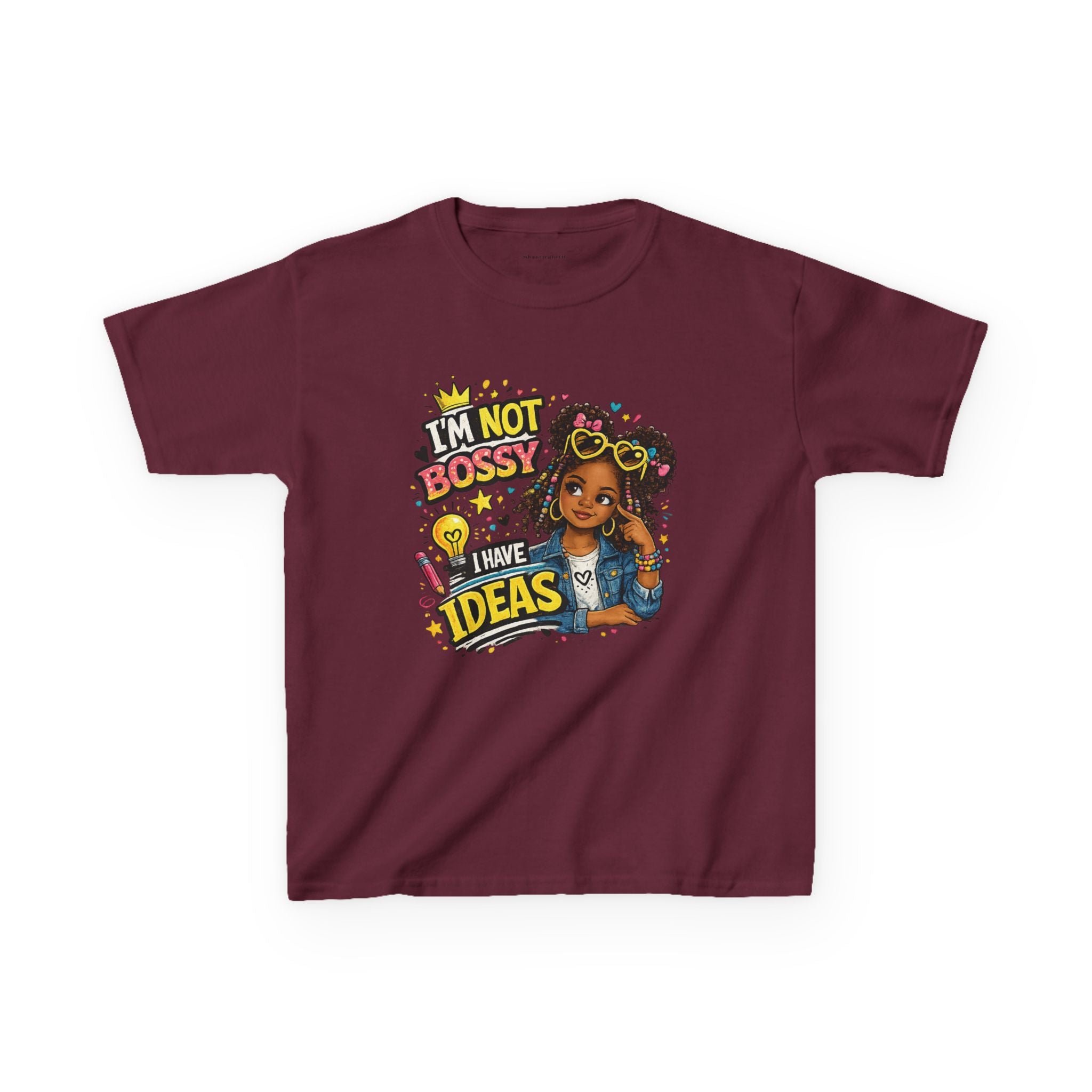 Kids Tee — “I’m Not Bossy I Have Ideas” Cute Confident Girl Graphic Shirt