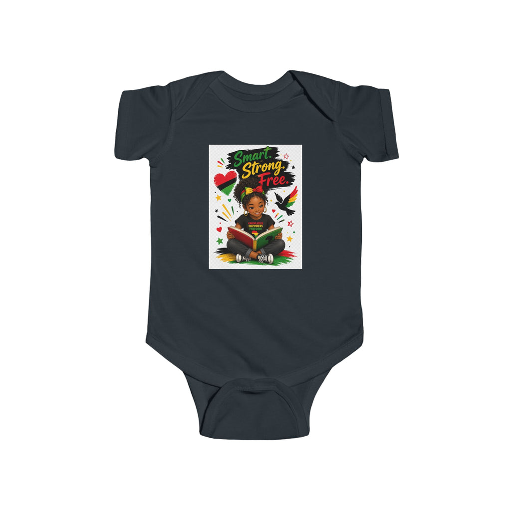 Infant Juneteenth Bodysuit – "Smart, Strong, Free" Baby Onesie with Reading Kid Design