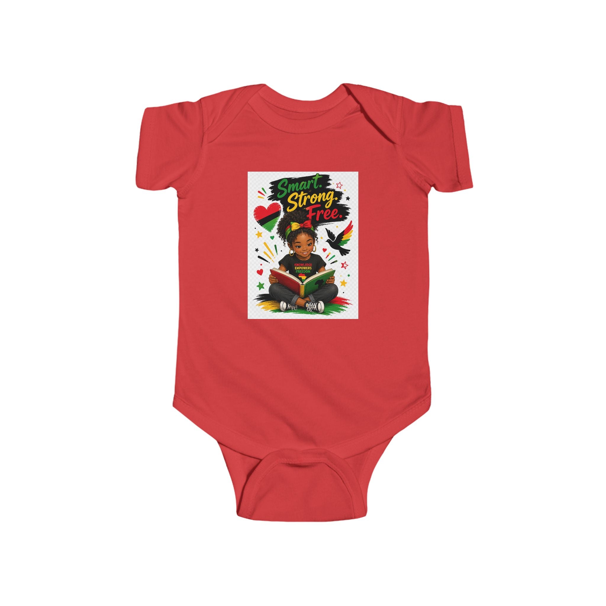 Infant Juneteenth Bodysuit – "Smart, Strong, Free" Baby Onesie with Reading Kid Design