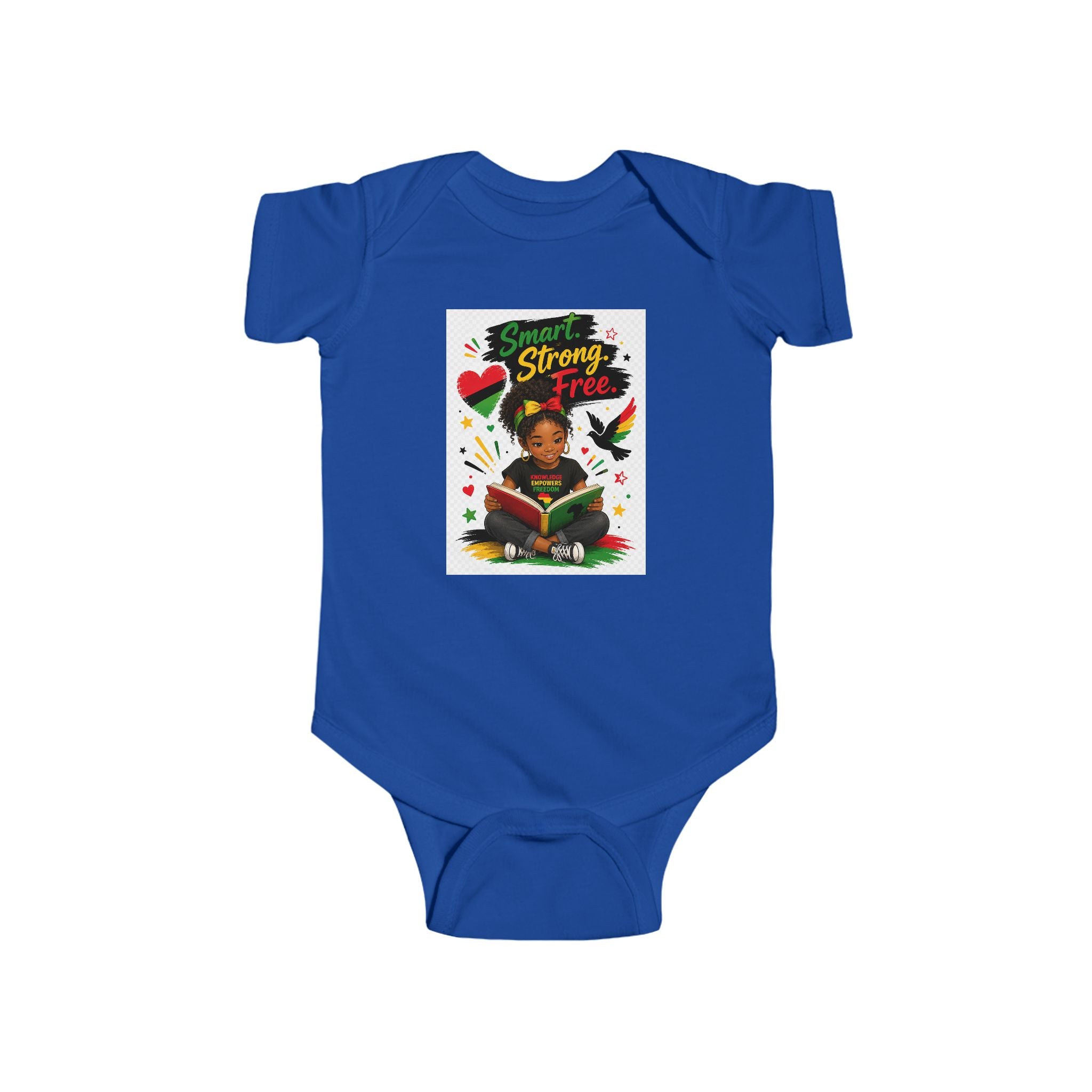 Infant Juneteenth Bodysuit – "Smart, Strong, Free" Baby Onesie with Reading Kid Design