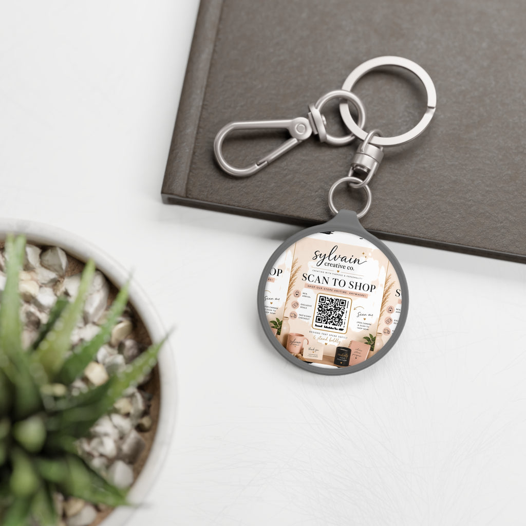 Round QR Code Keyring Tag — Custom Scan-to-Shop Promotional Keychain