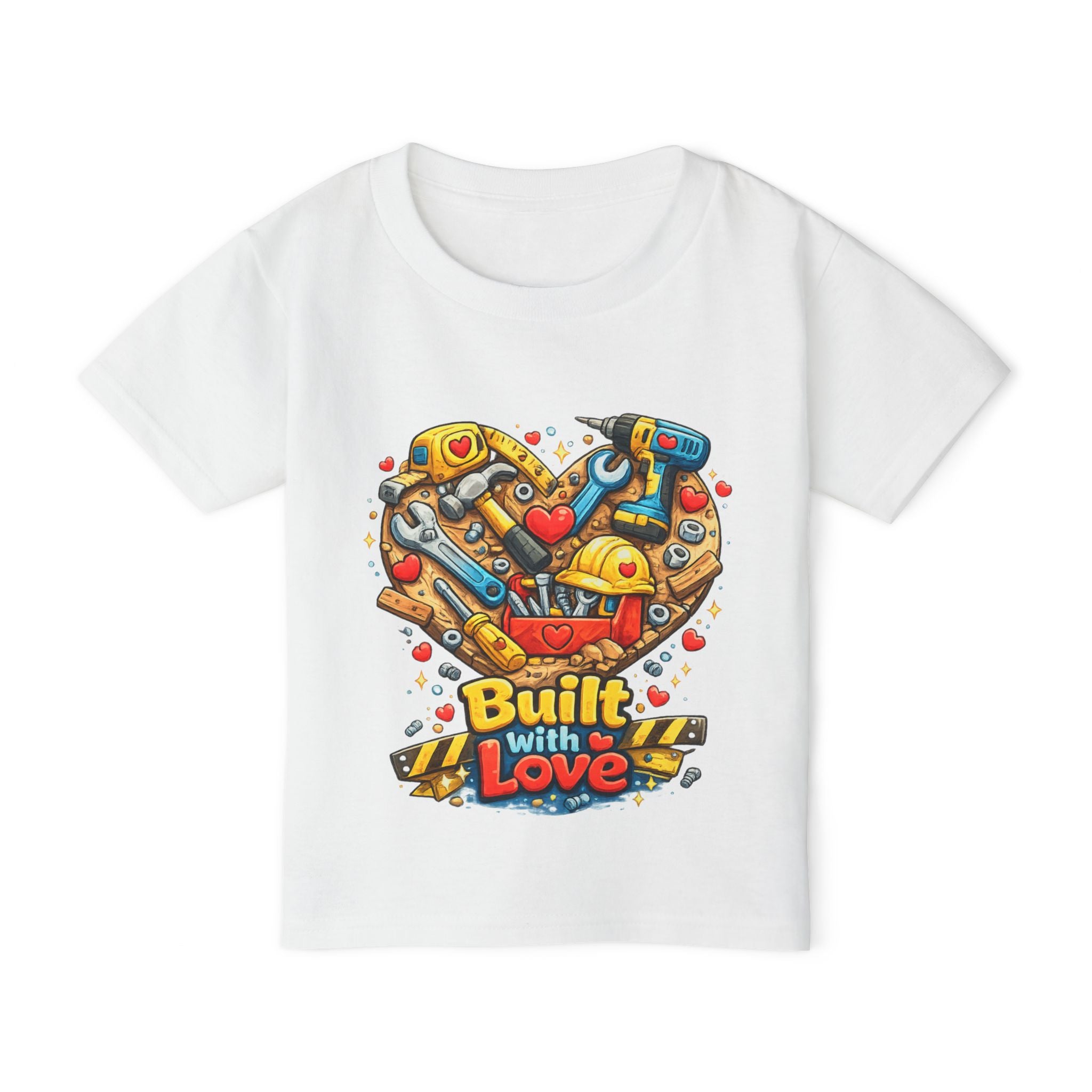 Toddler T-Shirt — "Built With Love" Construction Heart Graphic