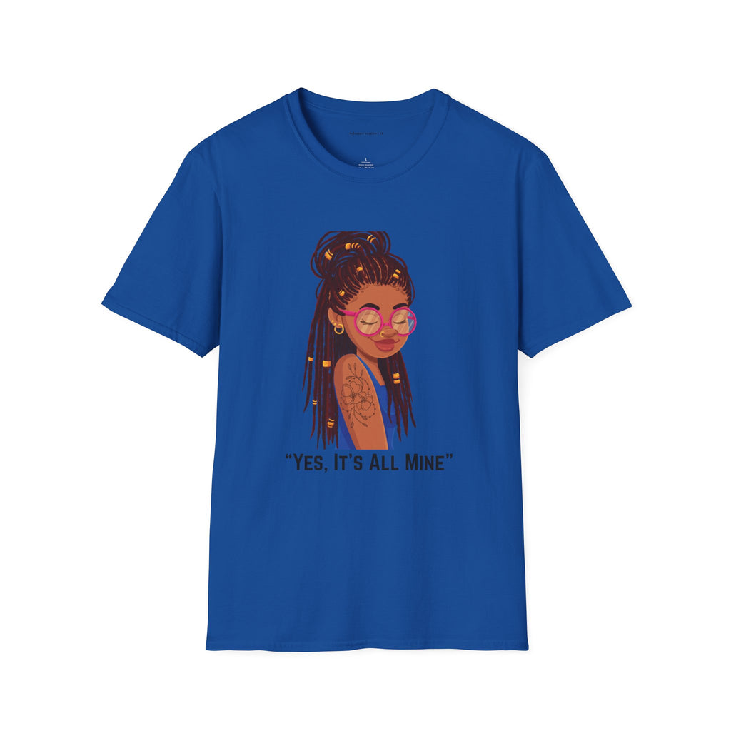 Graphic Tee — Afro Girl Illustration with "Yes, It’s All Mine"