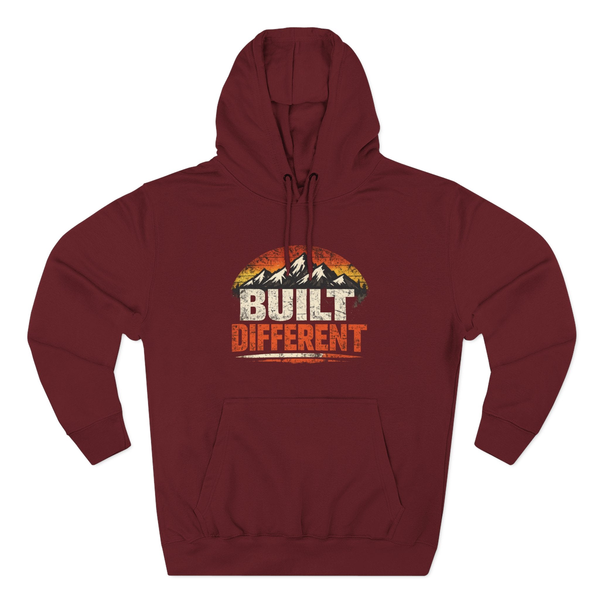 Built Different Hoodie — Retro Mountain "Train Harder, Work Harder" Graphic Hoodie