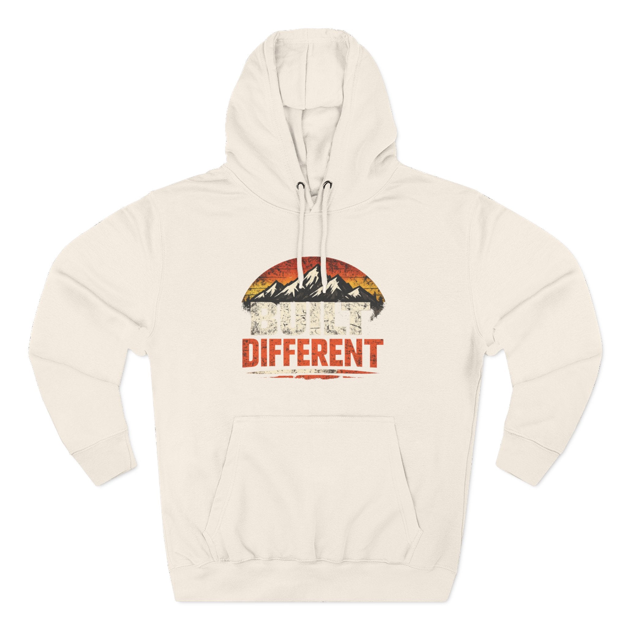 Built Different Hoodie — Retro Mountain "Train Harder, Work Harder" Graphic Hoodie