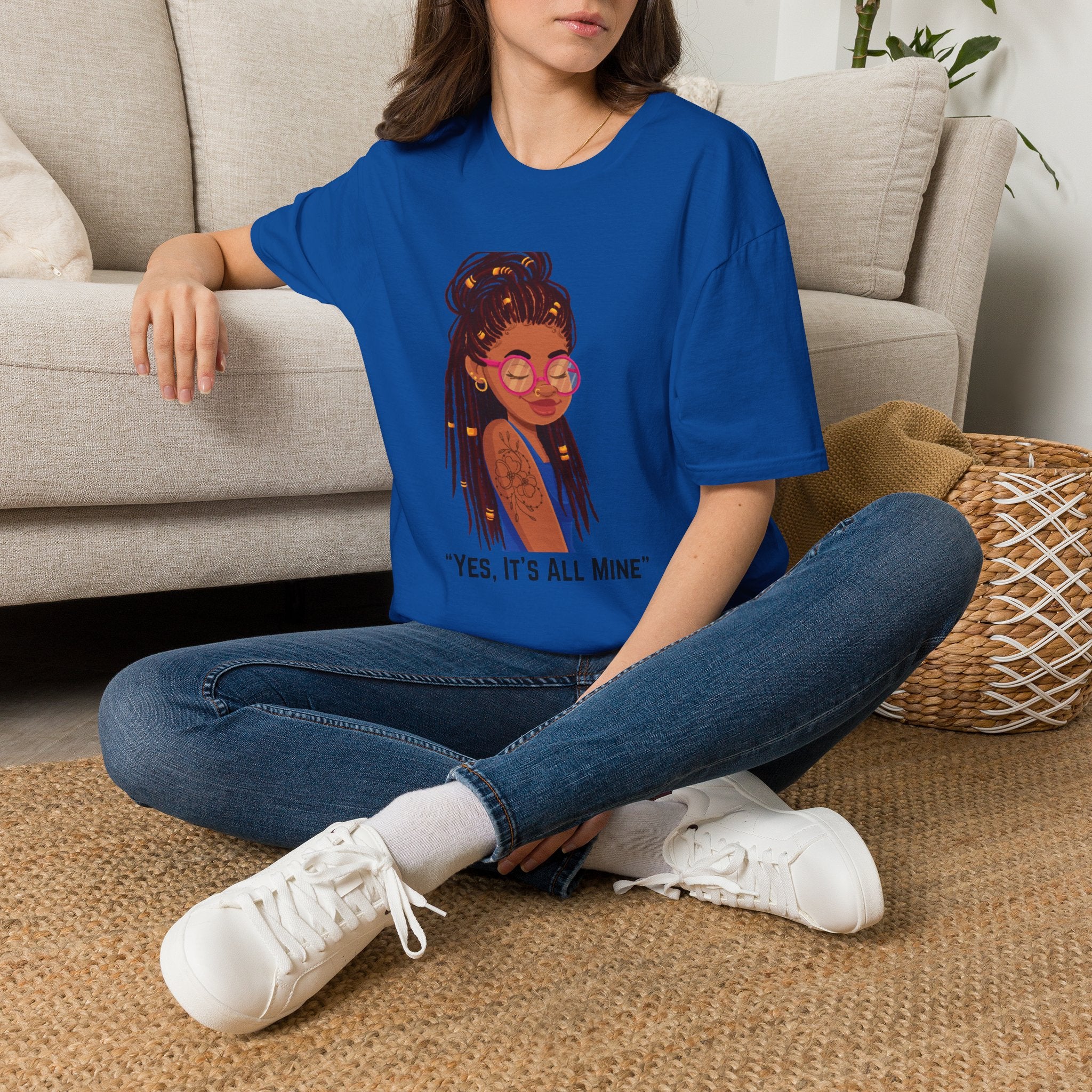 Graphic Tee — Afro Girl Illustration with "Yes, It’s All Mine"
