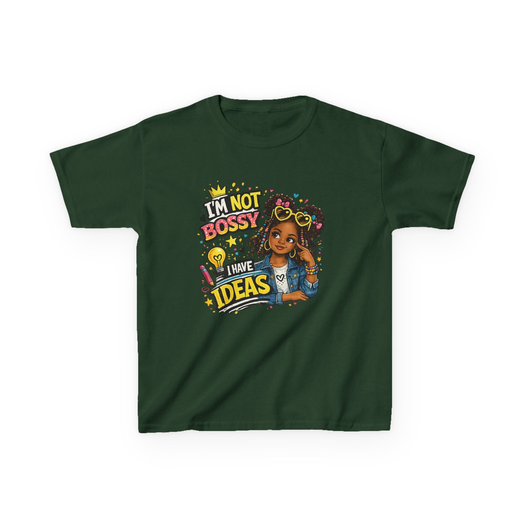 Kids Tee — “I’m Not Bossy I Have Ideas” Cute Confident Girl Graphic Shirt