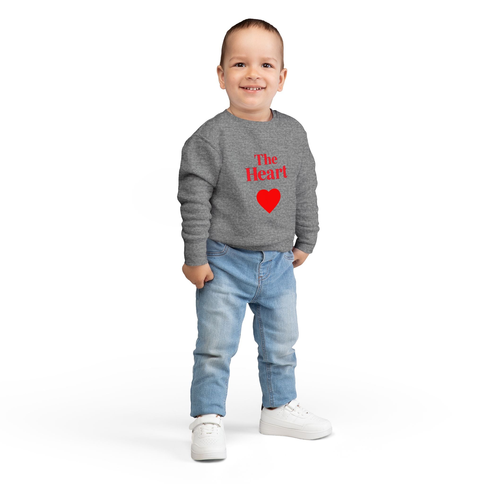 Toddler Sweatshirt - "The Heart" Red Heart Graphic Cozy Kids Pullover (Valentine's Day)