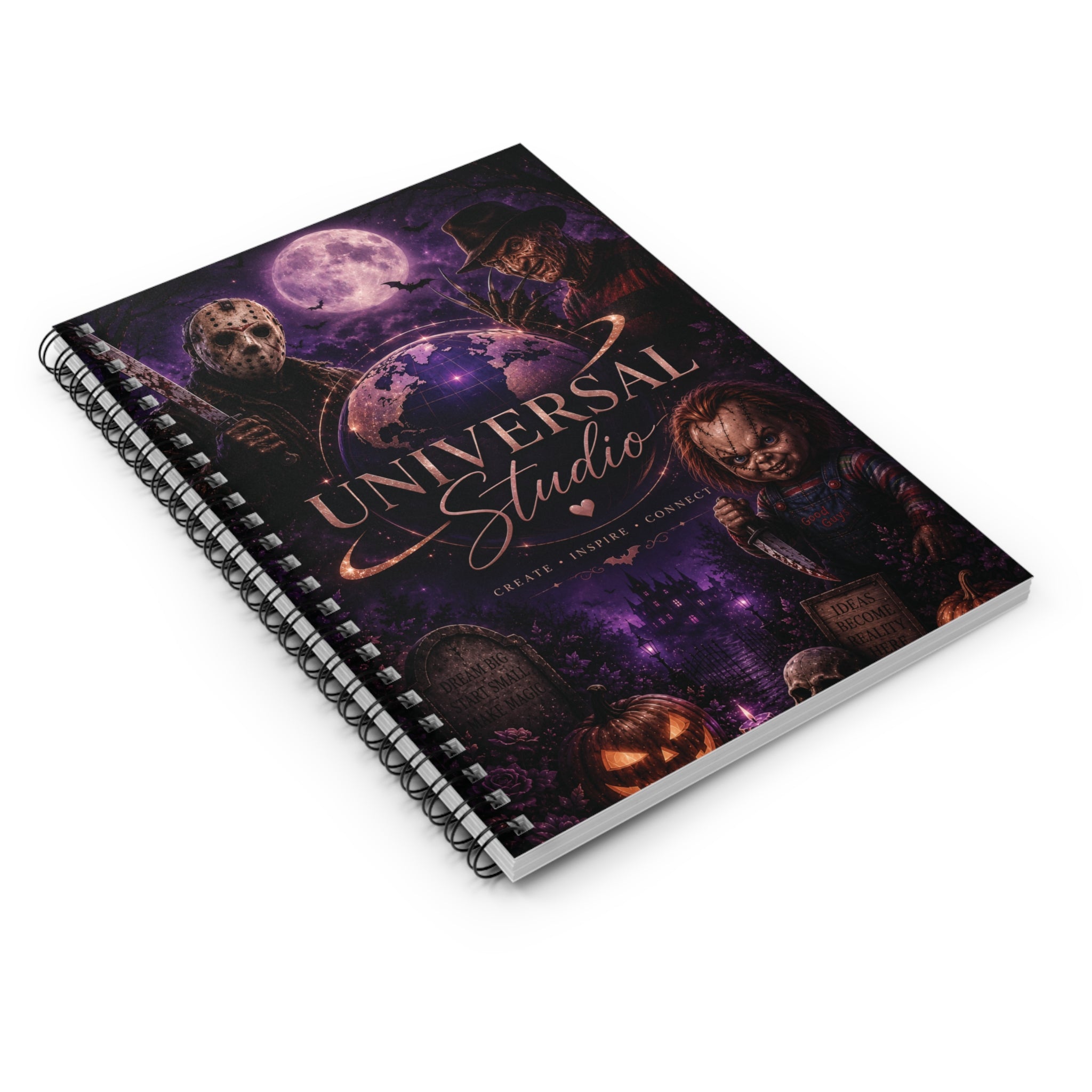 Horror Movie Villains Spiral Notebook — Universal Studio Halloween Ruled Journal