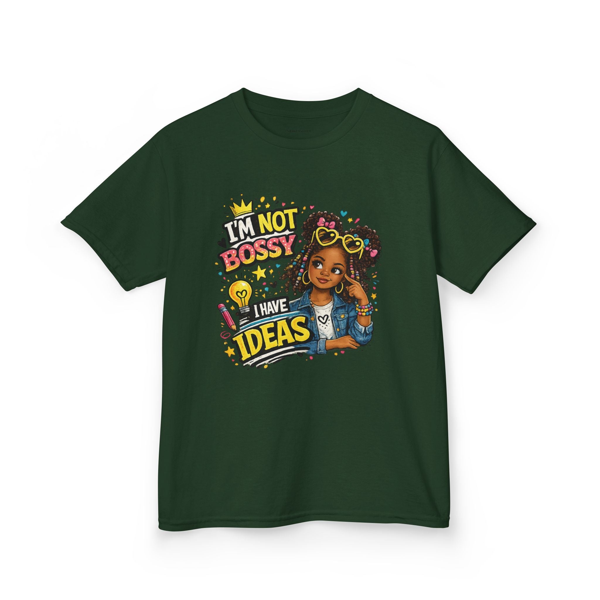 Kids Tee — “I’m Not Bossy I Have Ideas” Cute Confident Girl Graphic Shirt