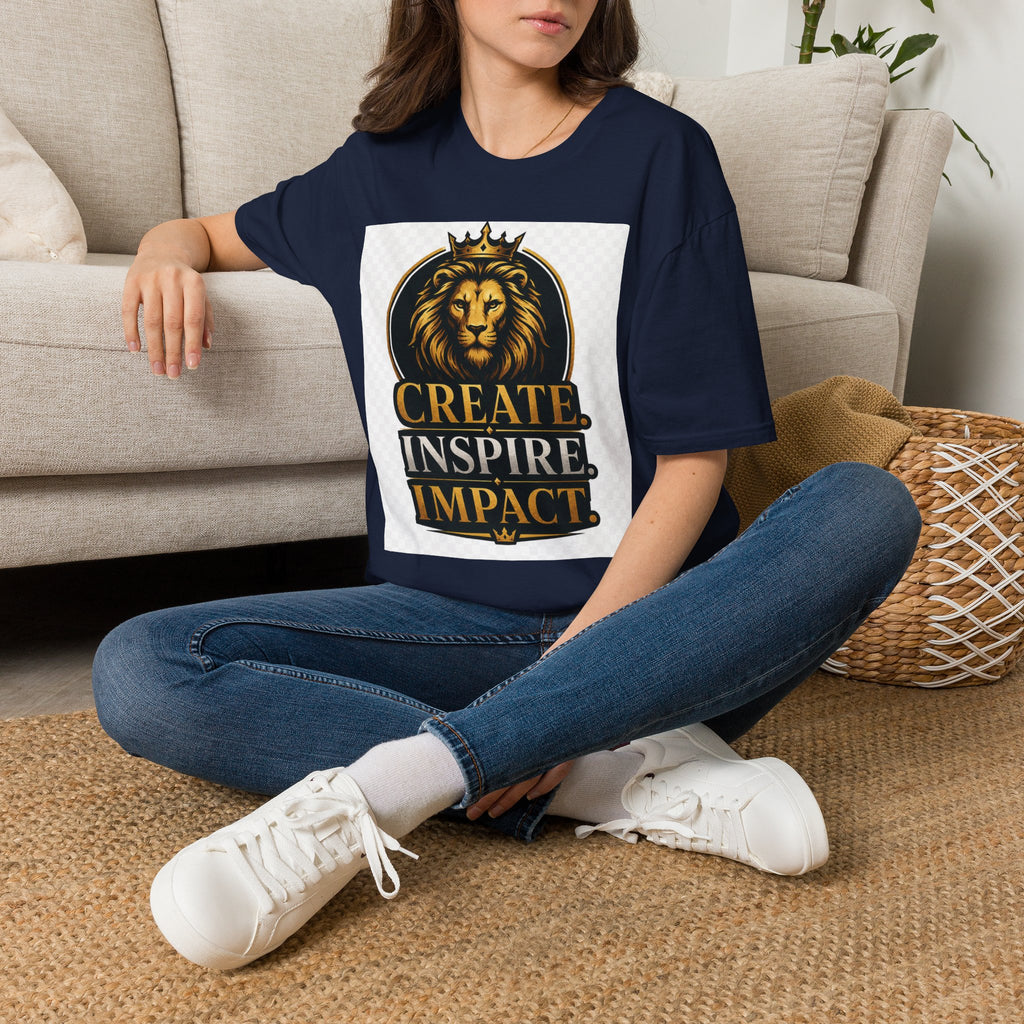 Create Inspire Impact Lion T-Shirt — Motivational Graphic Tee