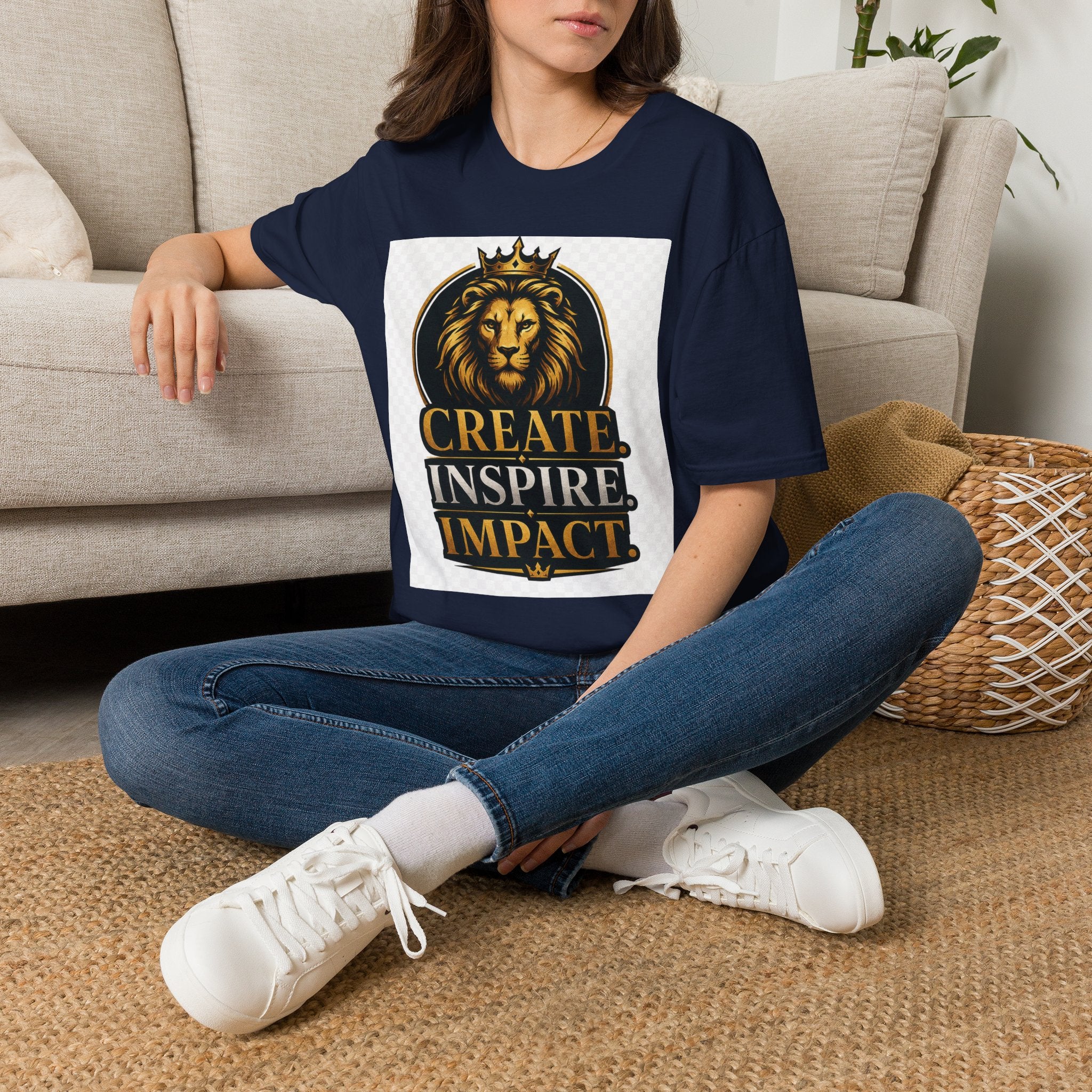 Create Inspire Impact Lion T-Shirt — Motivational Graphic Tee