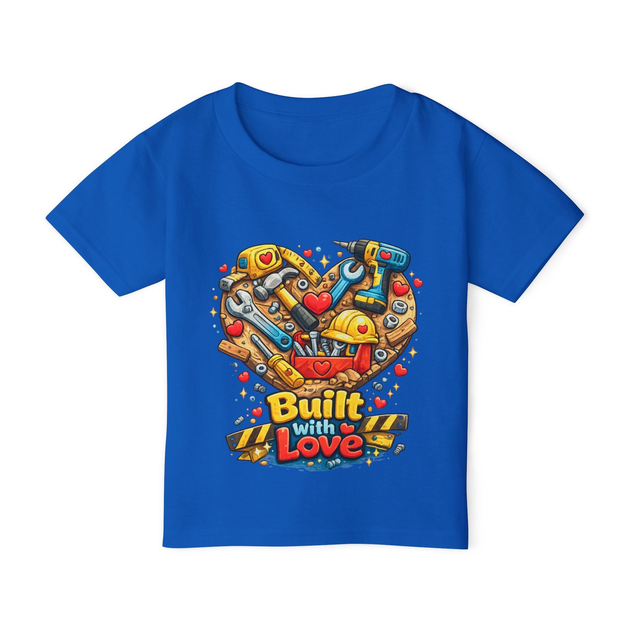 Toddler T-Shirt — "Built With Love" Construction Heart Graphic