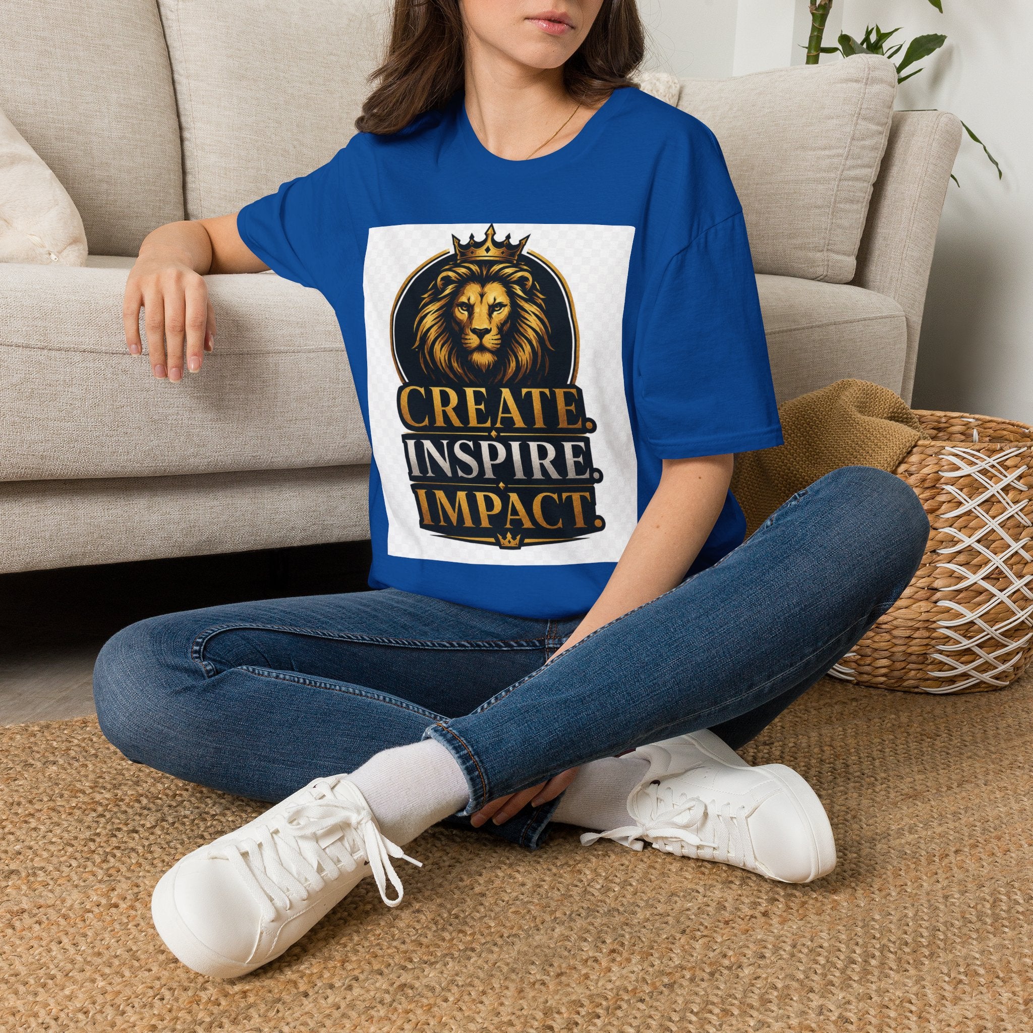 Create Inspire Impact Lion T-Shirt — Motivational Graphic Tee