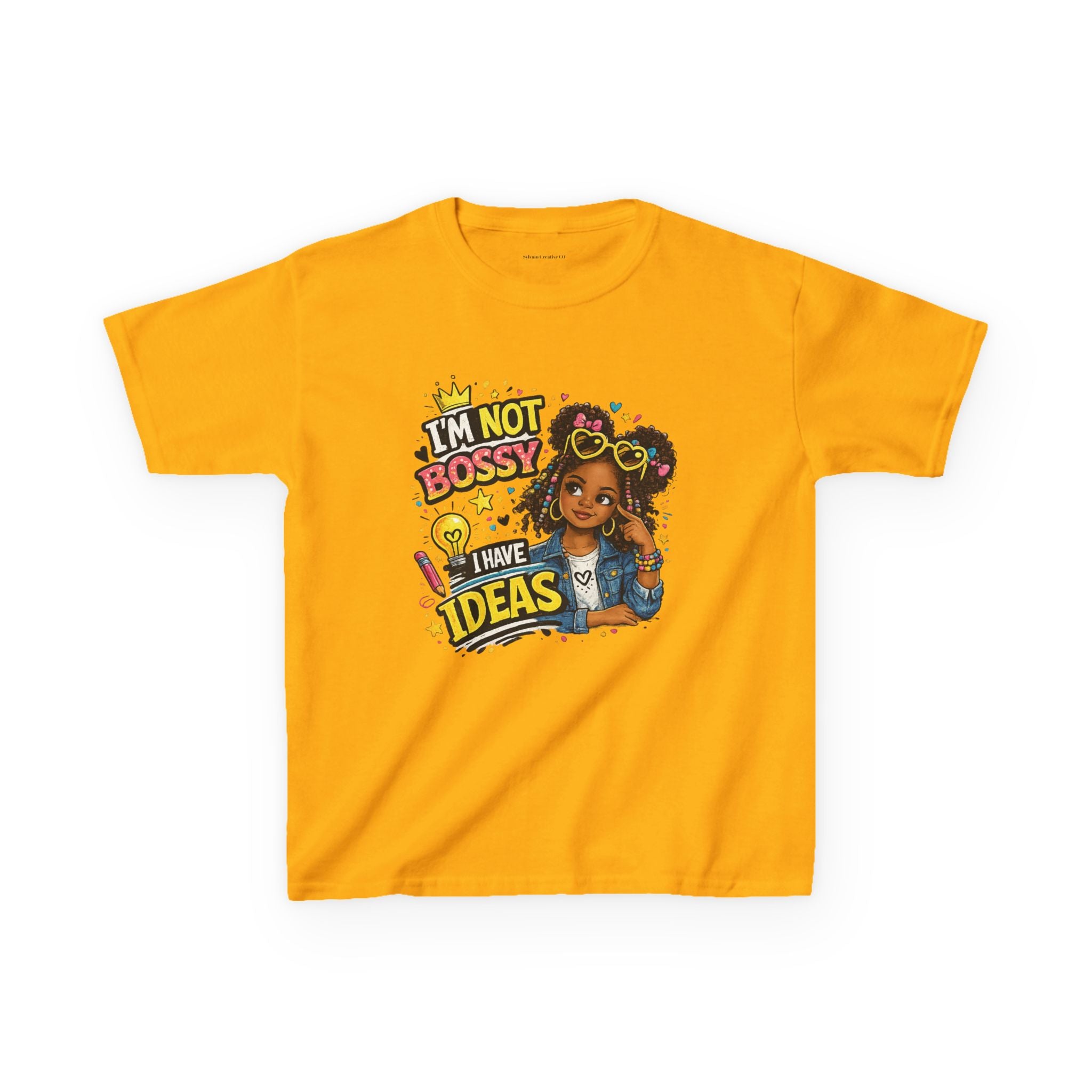 Kids Tee — “I’m Not Bossy I Have Ideas” Cute Confident Girl Graphic Shirt