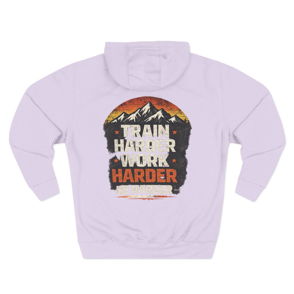 Built Different Hoodie — Retro Mountain "Train Harder, Work Harder" Graphic Hoodie
