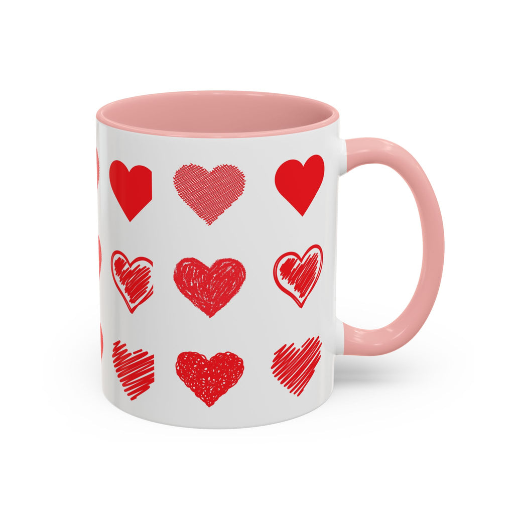 Valentine Hearts Accent Coffee Mug — Pink Interior 11/15oz