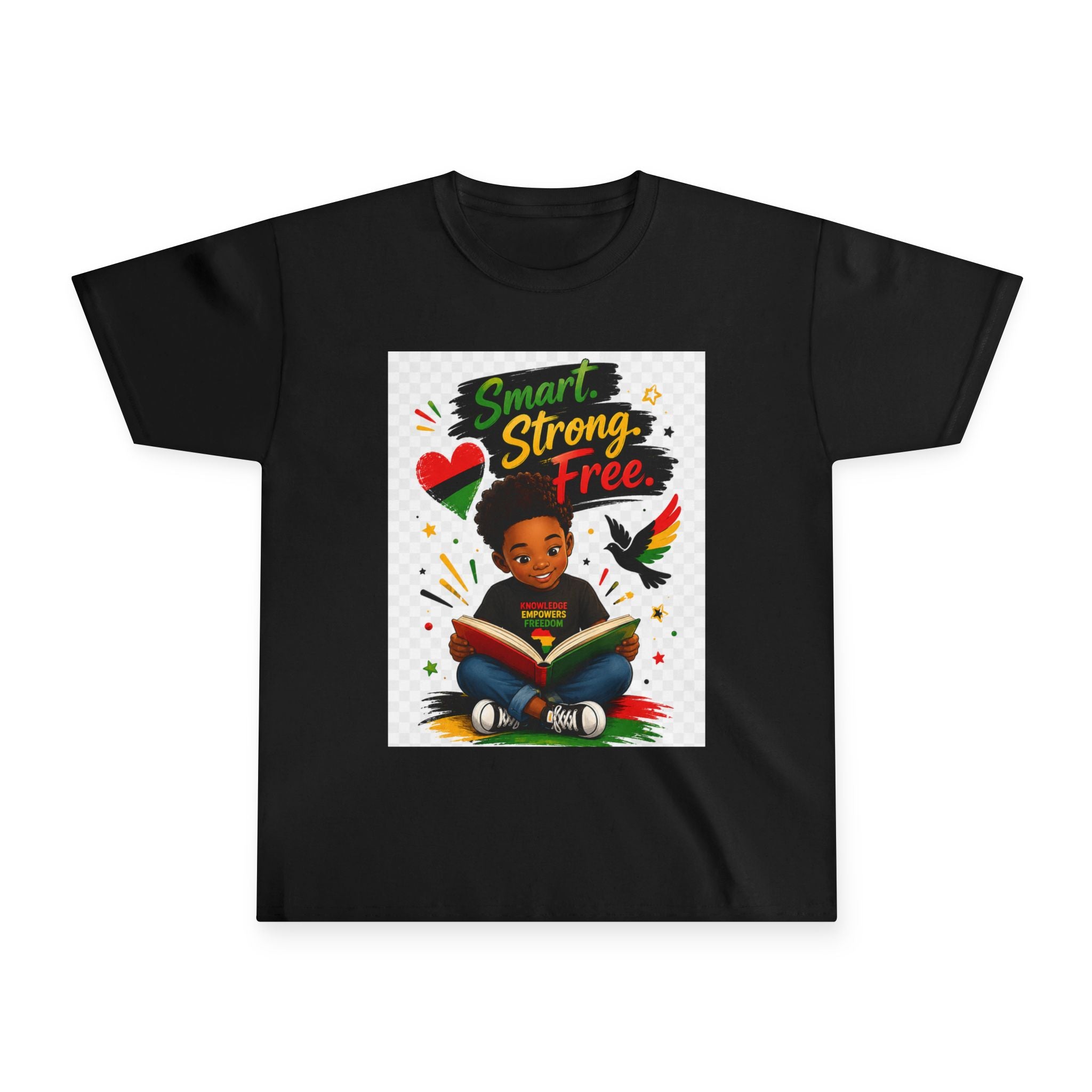 Boys Juneteenth Youth Tee — "Smart. Strong. Free." Kids Reading Shirt