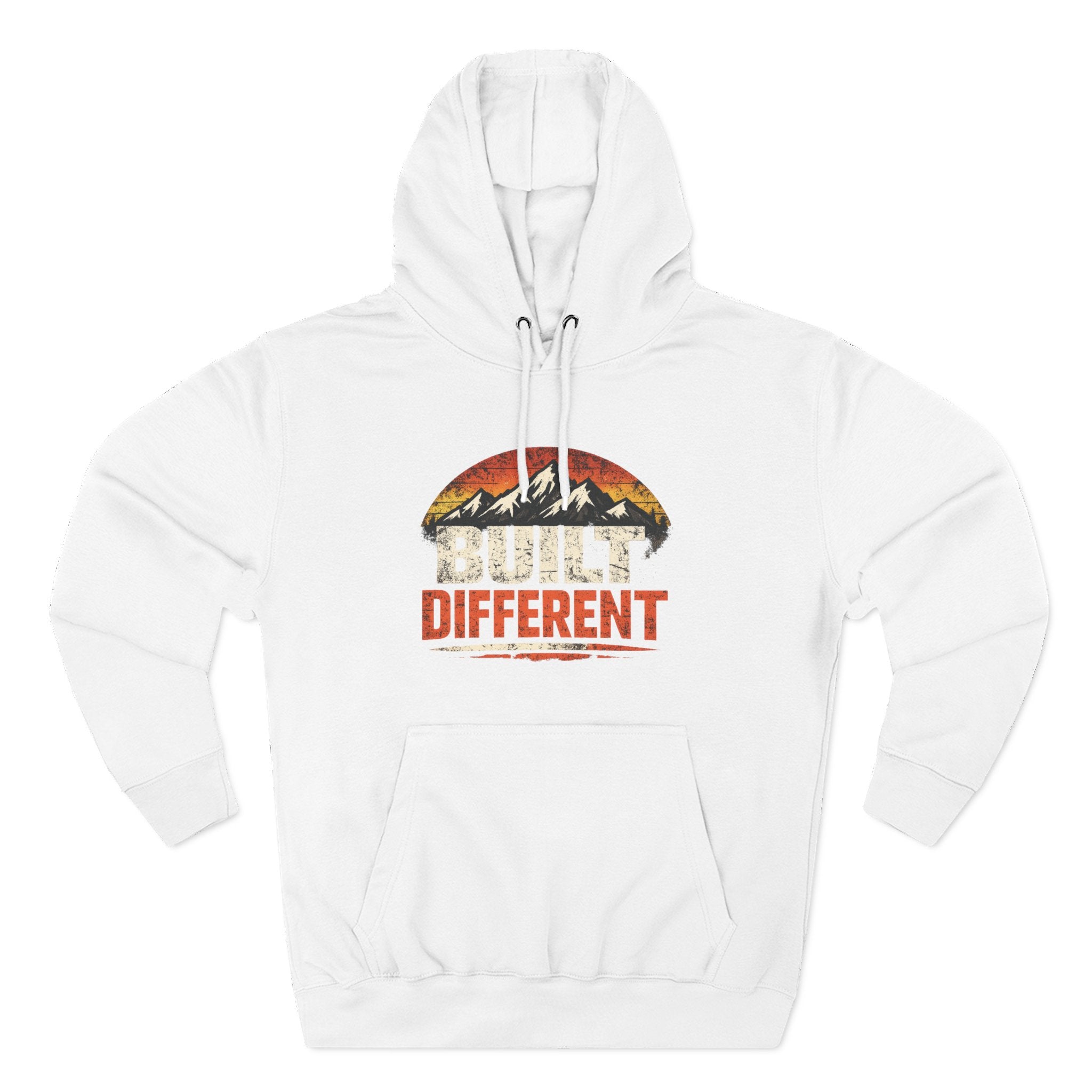 Built Different Hoodie — Retro Mountain "Train Harder, Work Harder" Graphic Hoodie