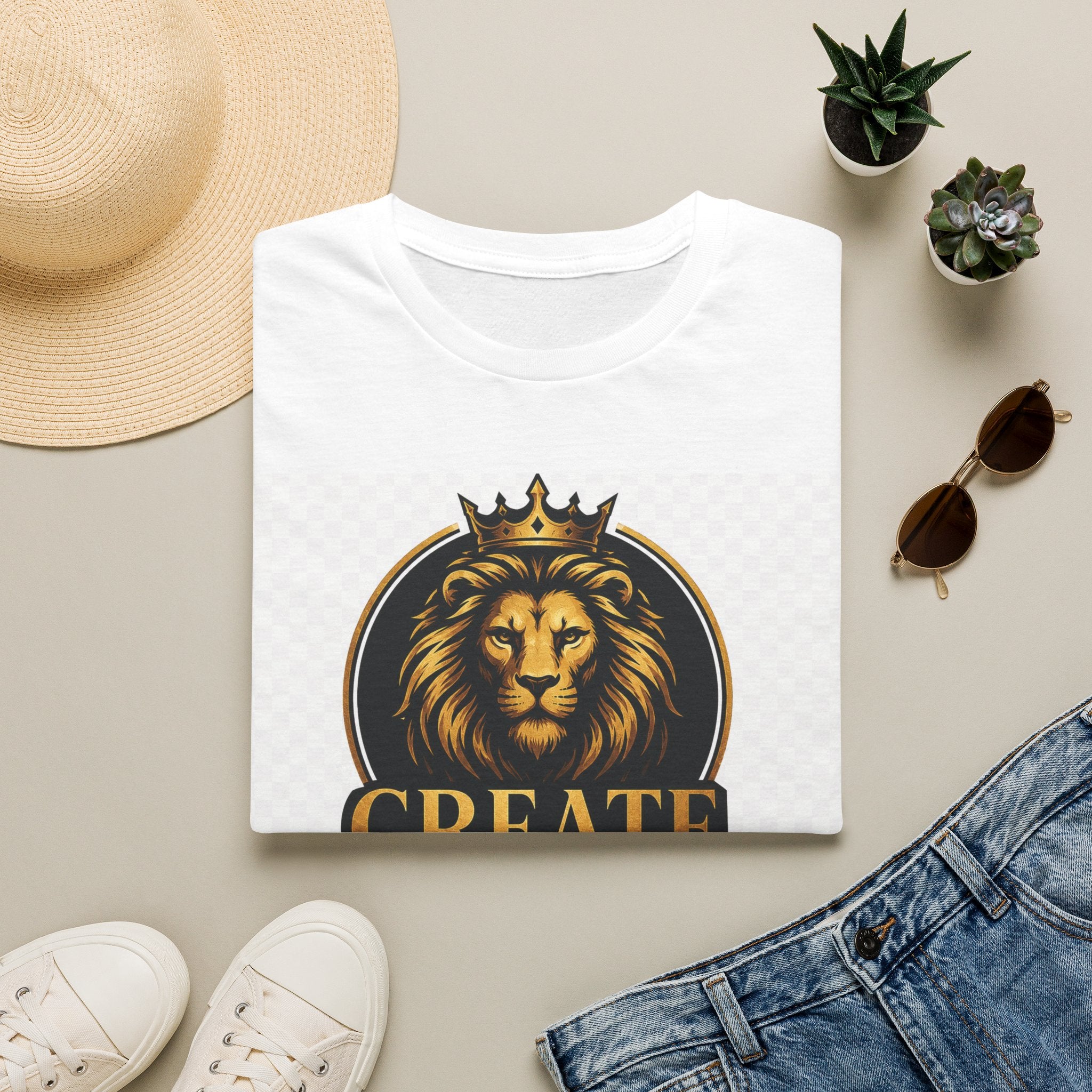 Create Inspire Impact Lion T-Shirt — Motivational Graphic Tee