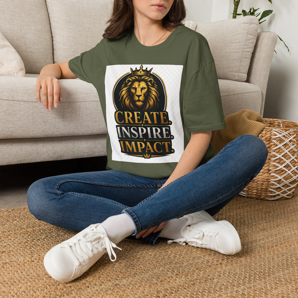Create Inspire Impact Lion T-Shirt — Motivational Graphic Tee