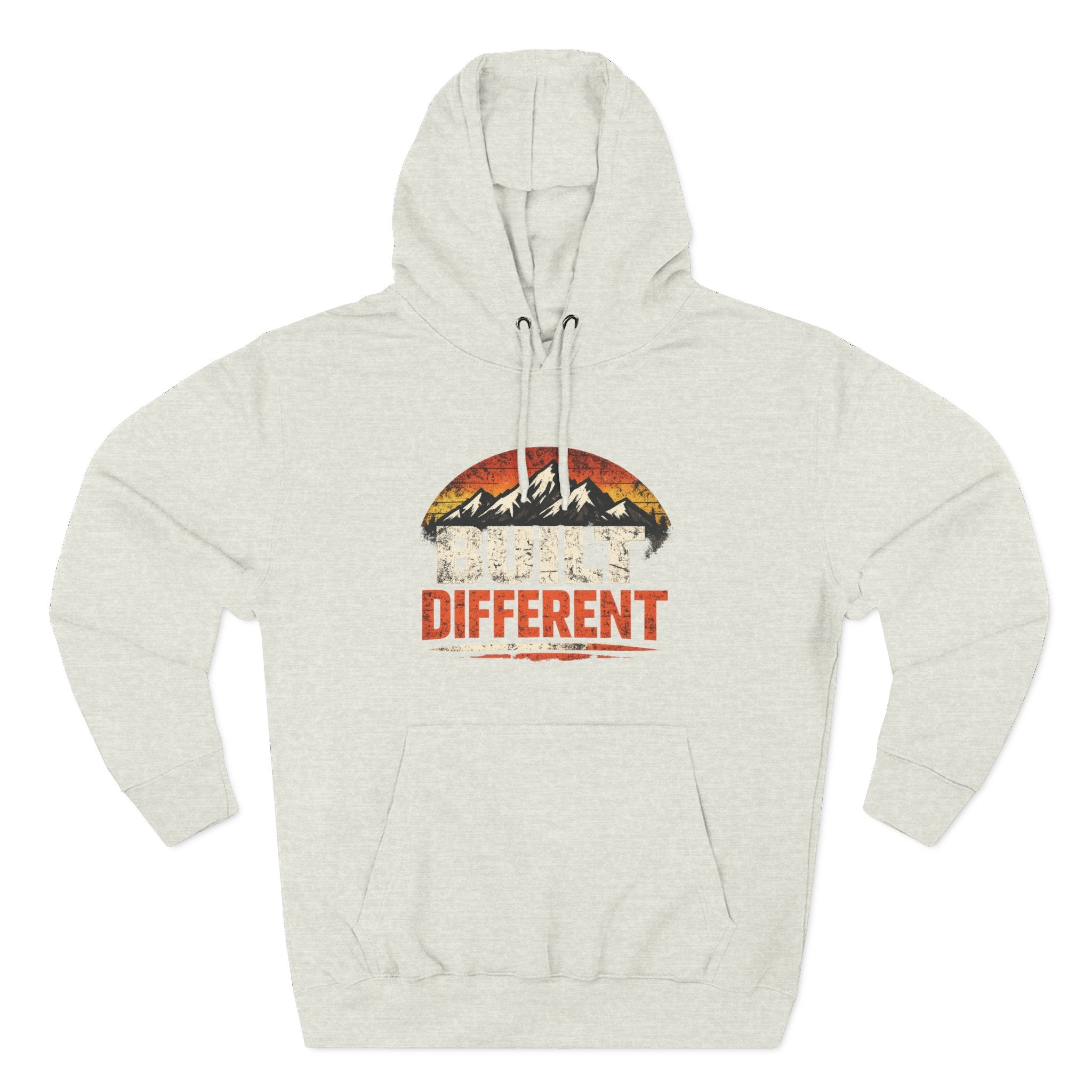 Built Different Hoodie — Retro Mountain "Train Harder, Work Harder" Graphic Hoodie