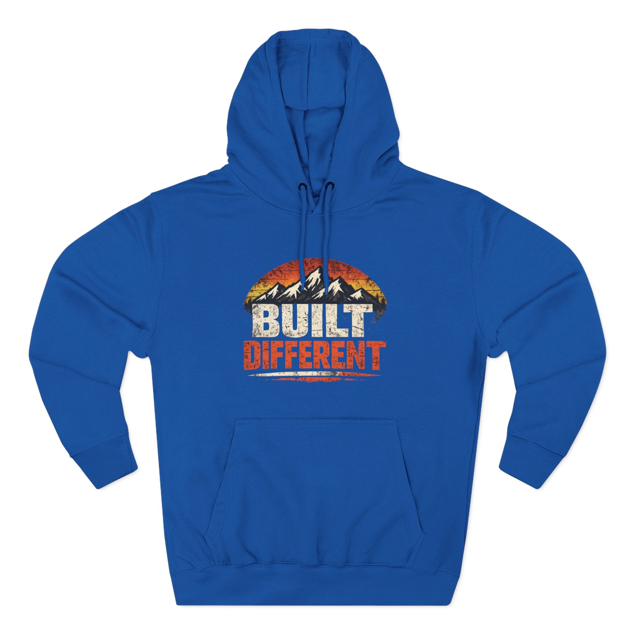 Built Different Hoodie — Retro Mountain "Train Harder, Work Harder" Graphic Hoodie