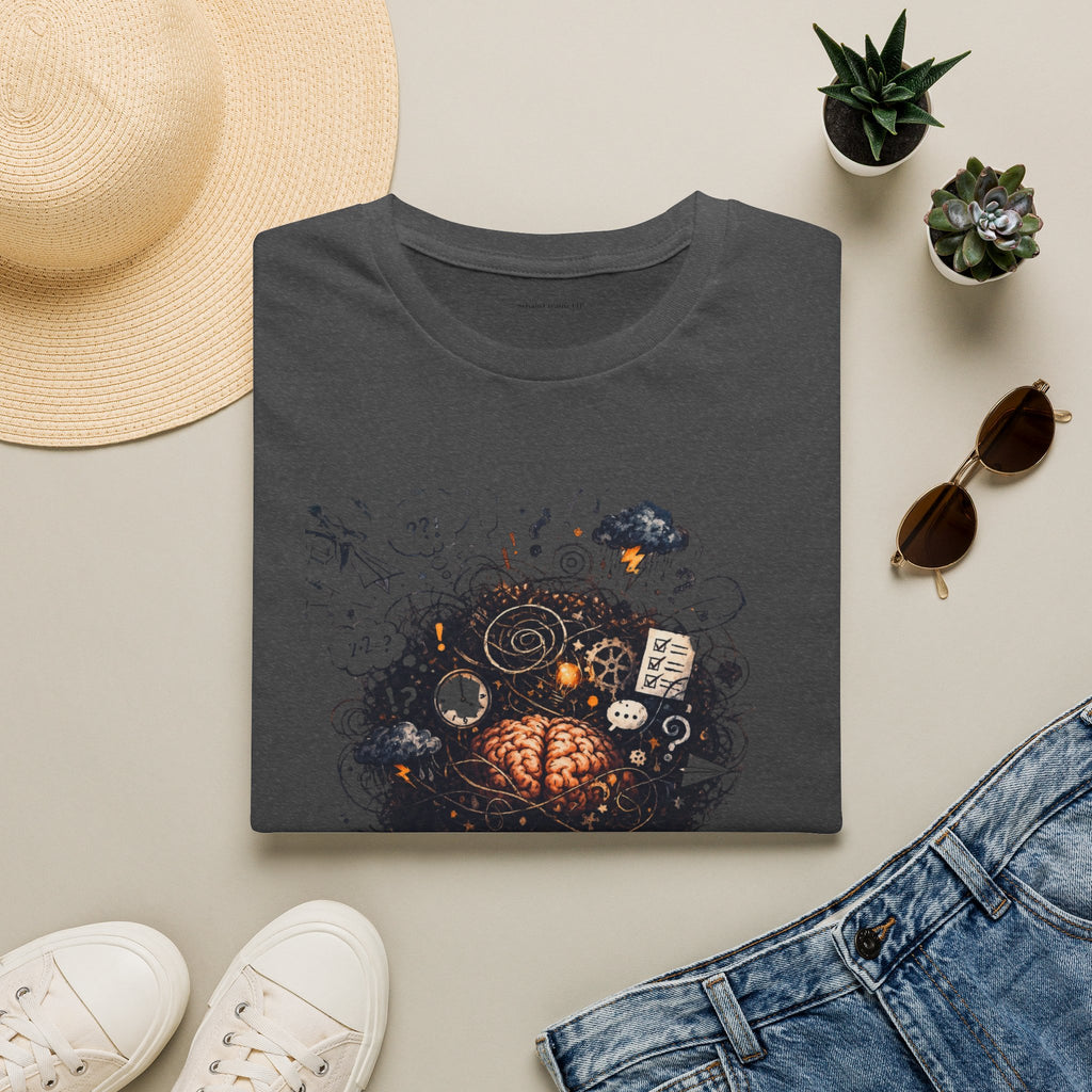 T-Shirt — 'Mindstorm' Graphic Tee Featuring Thoughtful Woman & Brain Doodle Art