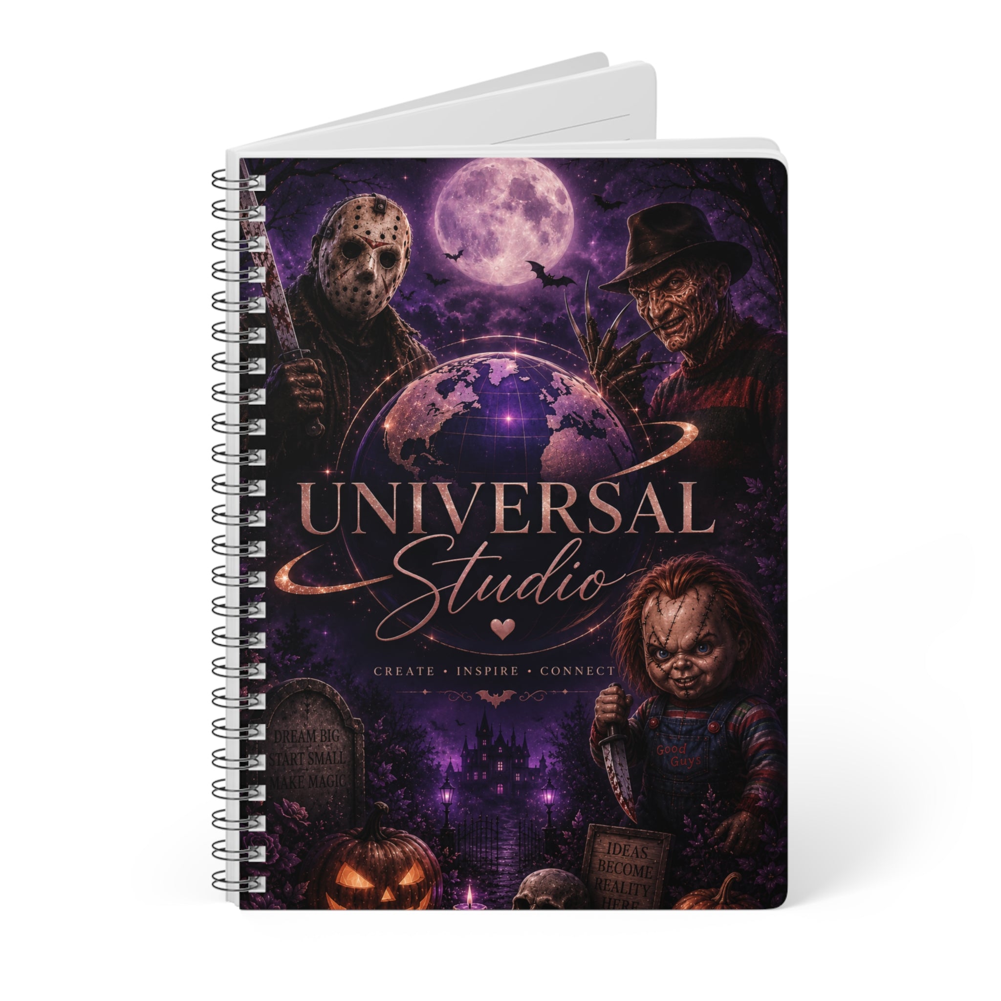 Horror Movie Villains Spiral Notebook — "Universal Studio" A5 Wirobound Journal