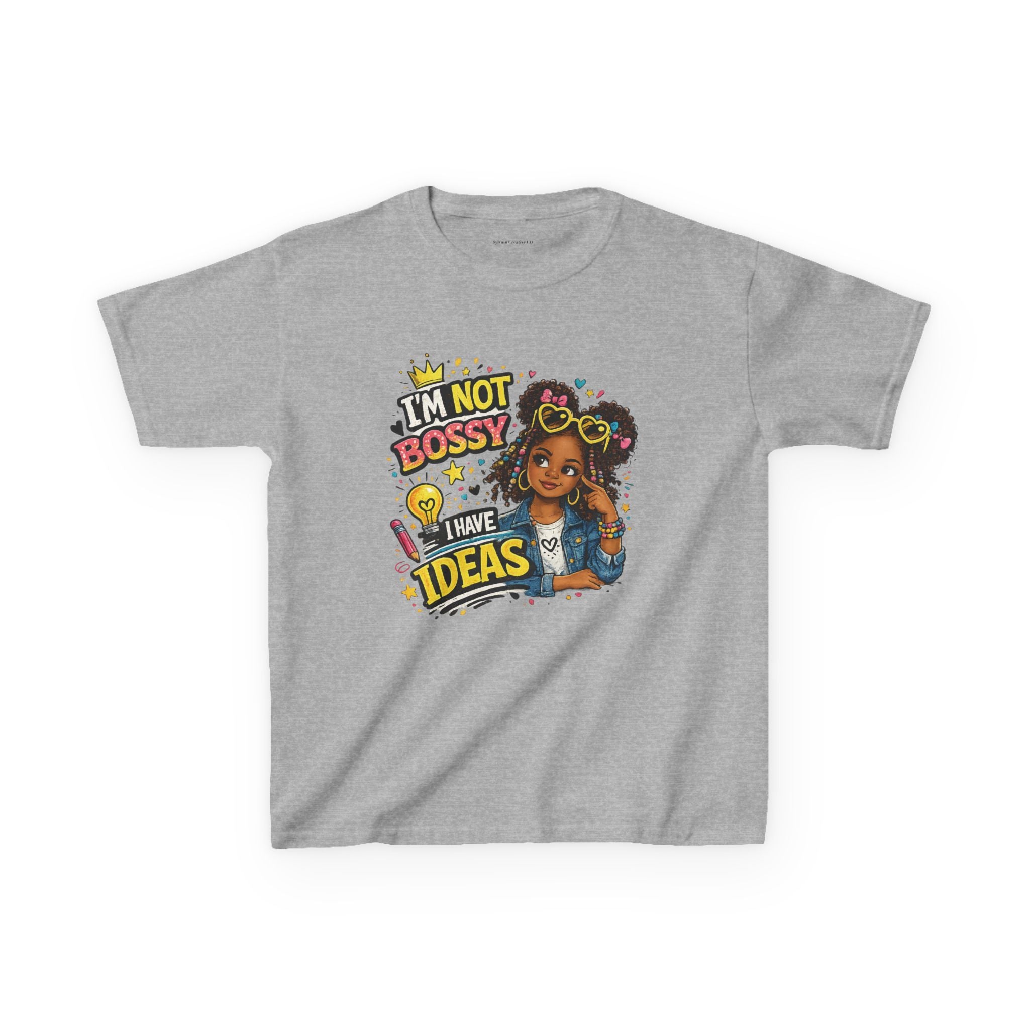Kids Tee — “I’m Not Bossy I Have Ideas” Cute Confident Girl Graphic Shirt