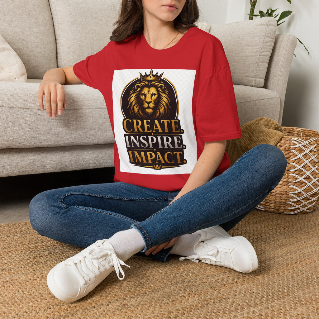 Create Inspire Impact Lion T-Shirt — Motivational Graphic Tee