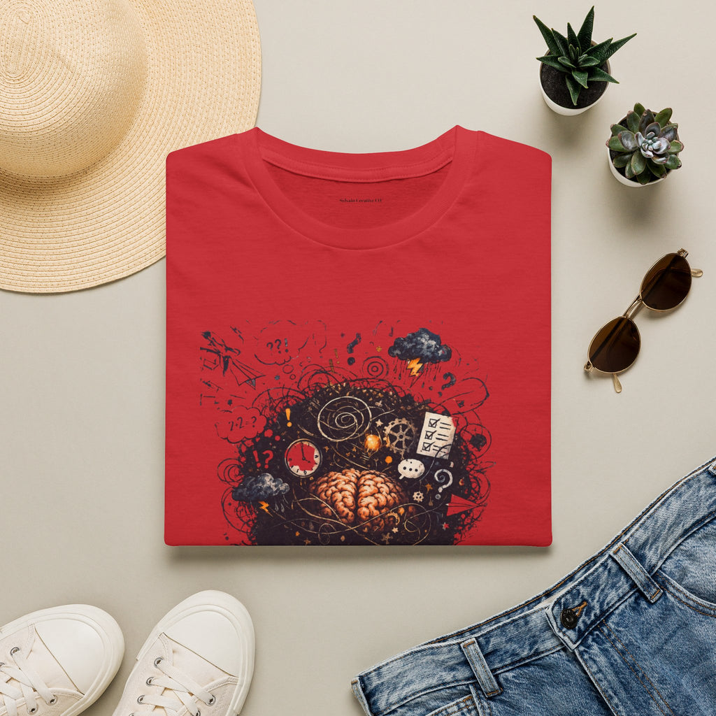 T-Shirt — 'Mindstorm' Graphic Tee Featuring Thoughtful Woman & Brain Doodle Art