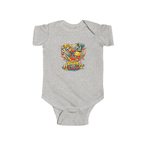 Built With Love Baby Bodysuit — Cute Construction Heart Infant Onesie