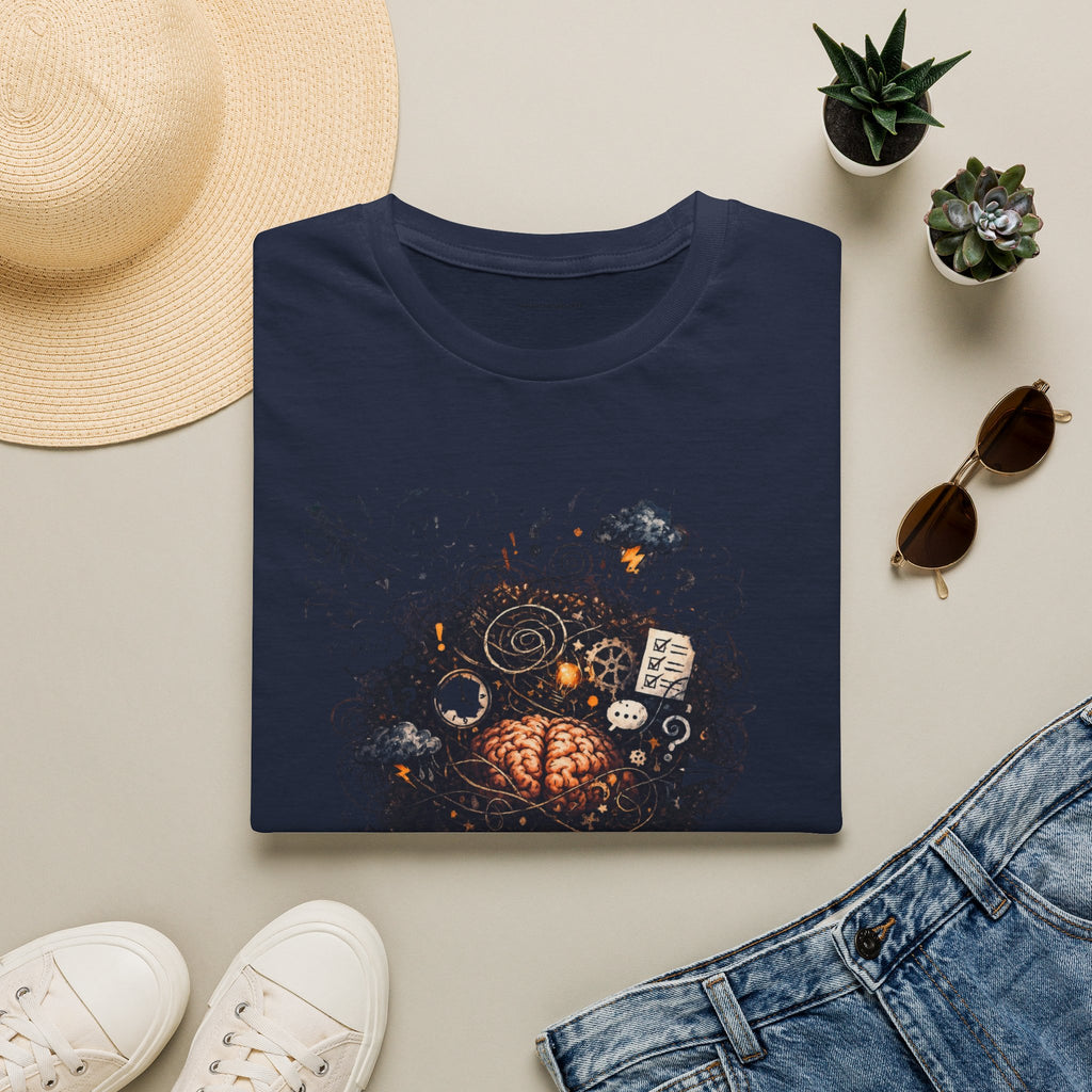 T-Shirt — 'Mindstorm' Graphic Tee Featuring Thoughtful Woman & Brain Doodle Art
