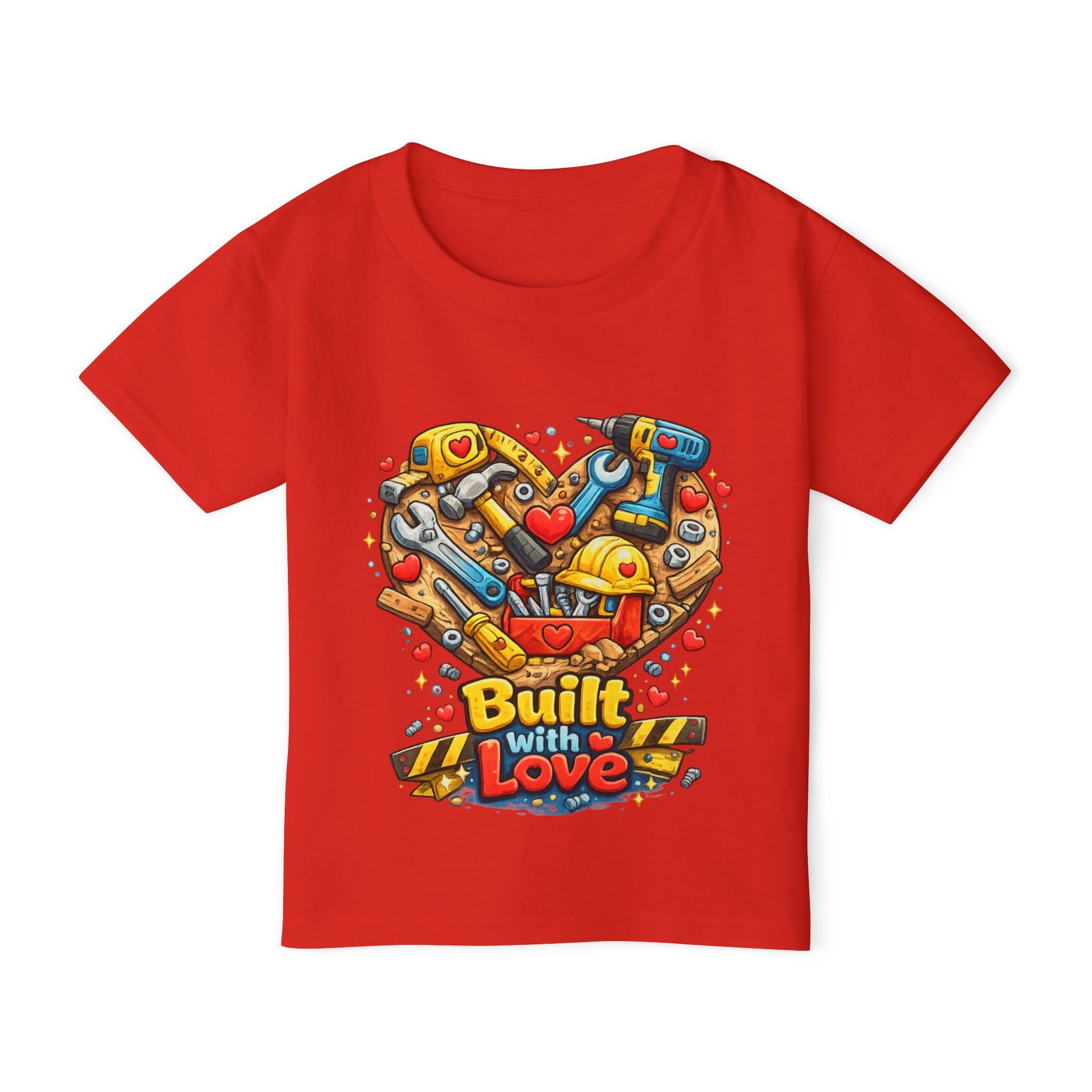 Toddler T-Shirt — "Built With Love" Construction Heart Graphic