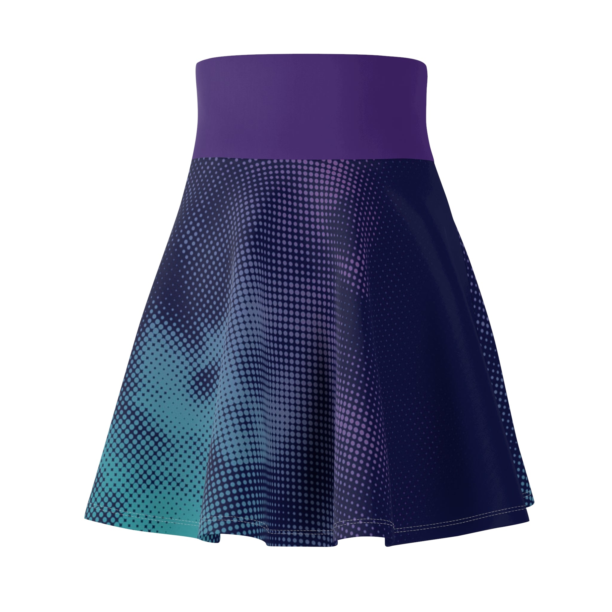 Galaxy Mist Skater Skirt — Purple High-Waist Cosmic Print