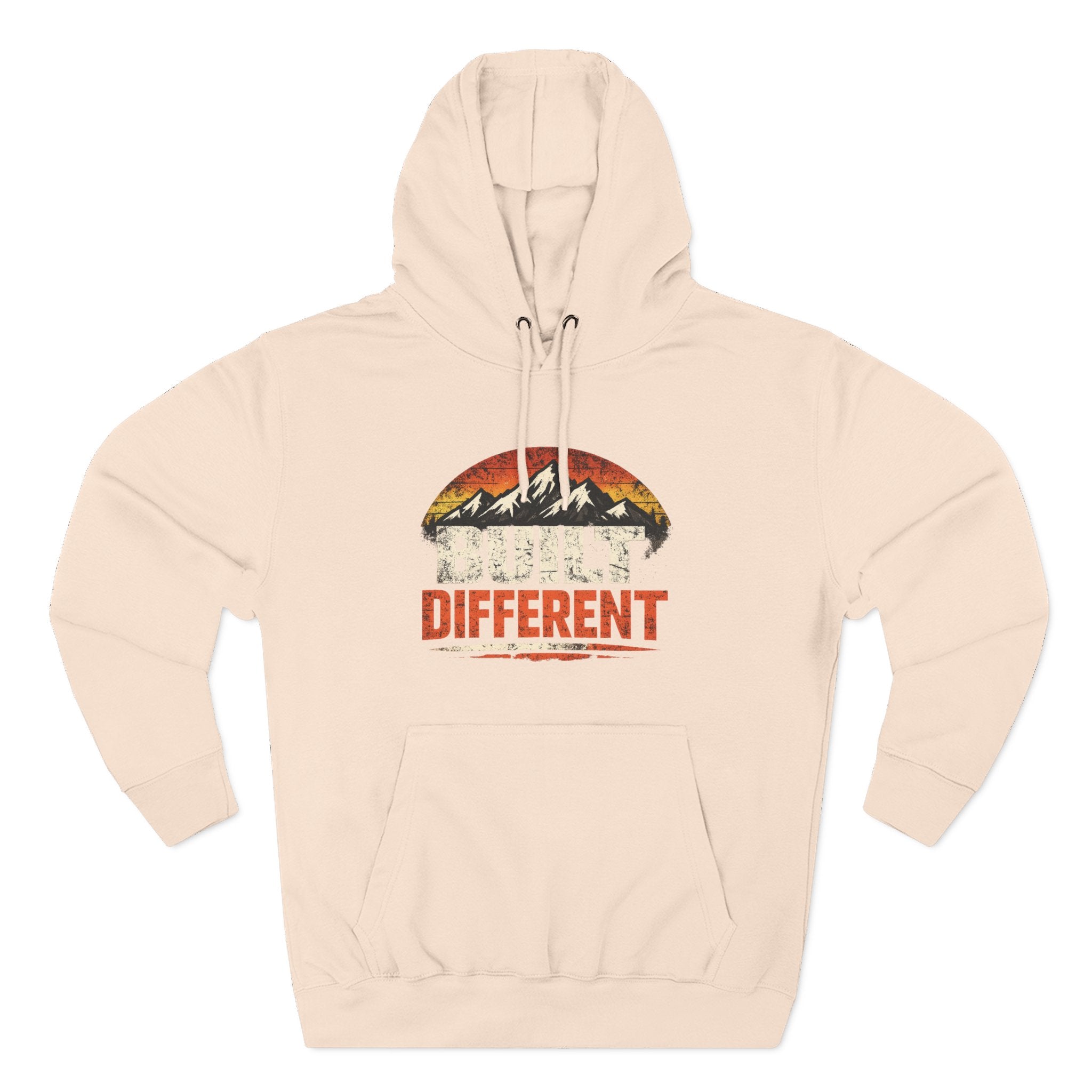 Built Different Hoodie — Retro Mountain "Train Harder, Work Harder" Graphic Hoodie