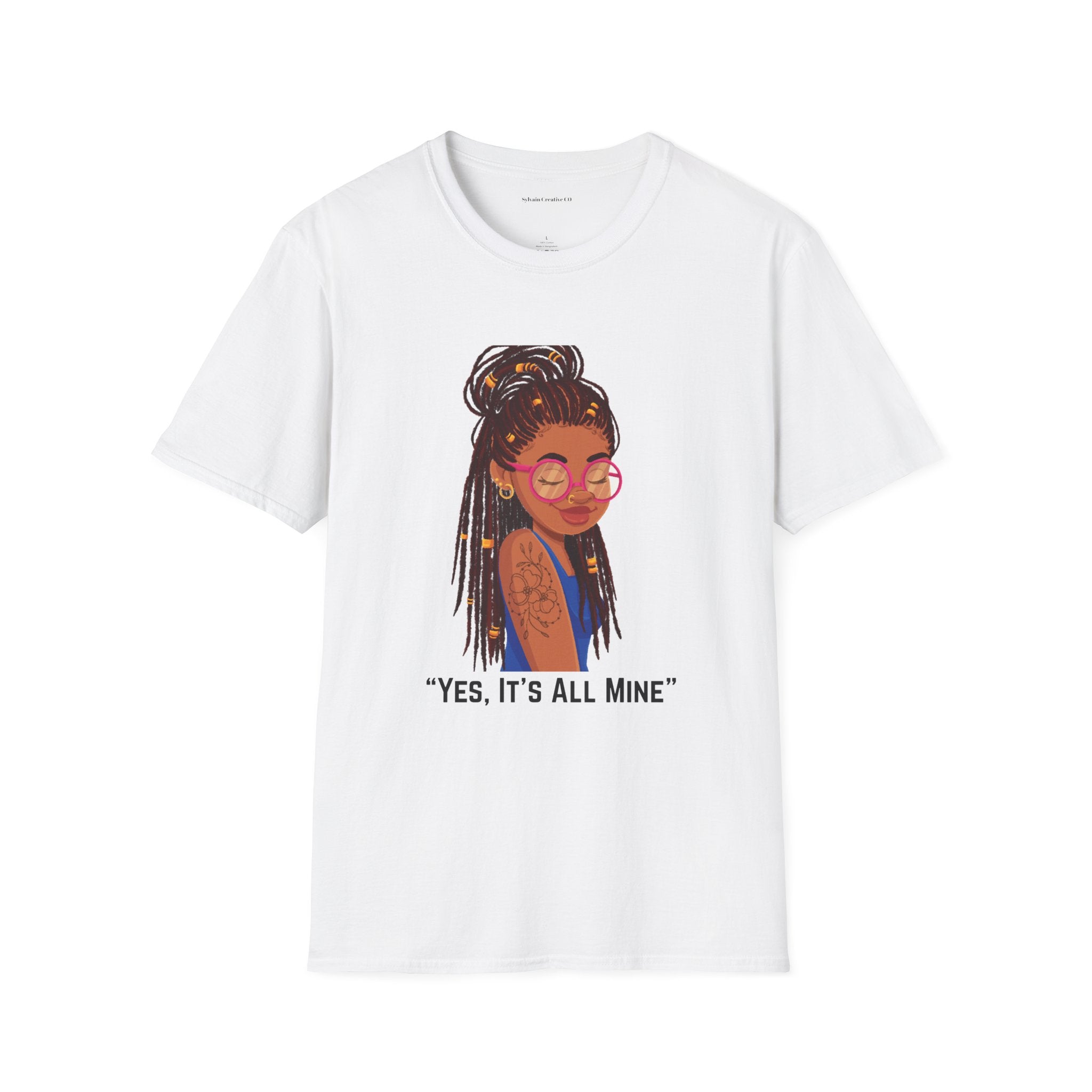 Graphic Tee — Afro Girl Illustration with "Yes, It’s All Mine"